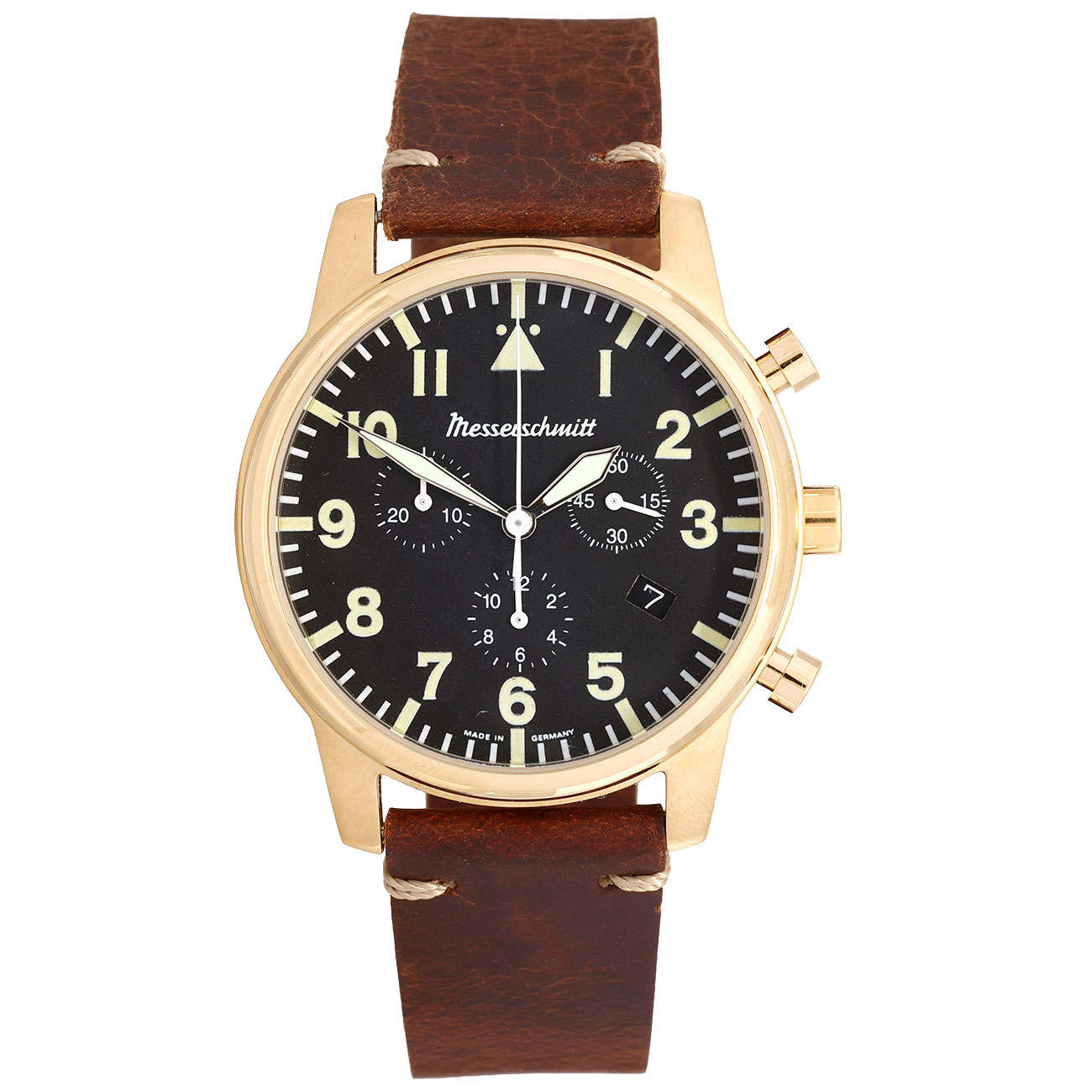 Messerschmitt Fliegerchrono ME-4544GP-SL Uhr mit Lederarmband im Vintage-Look