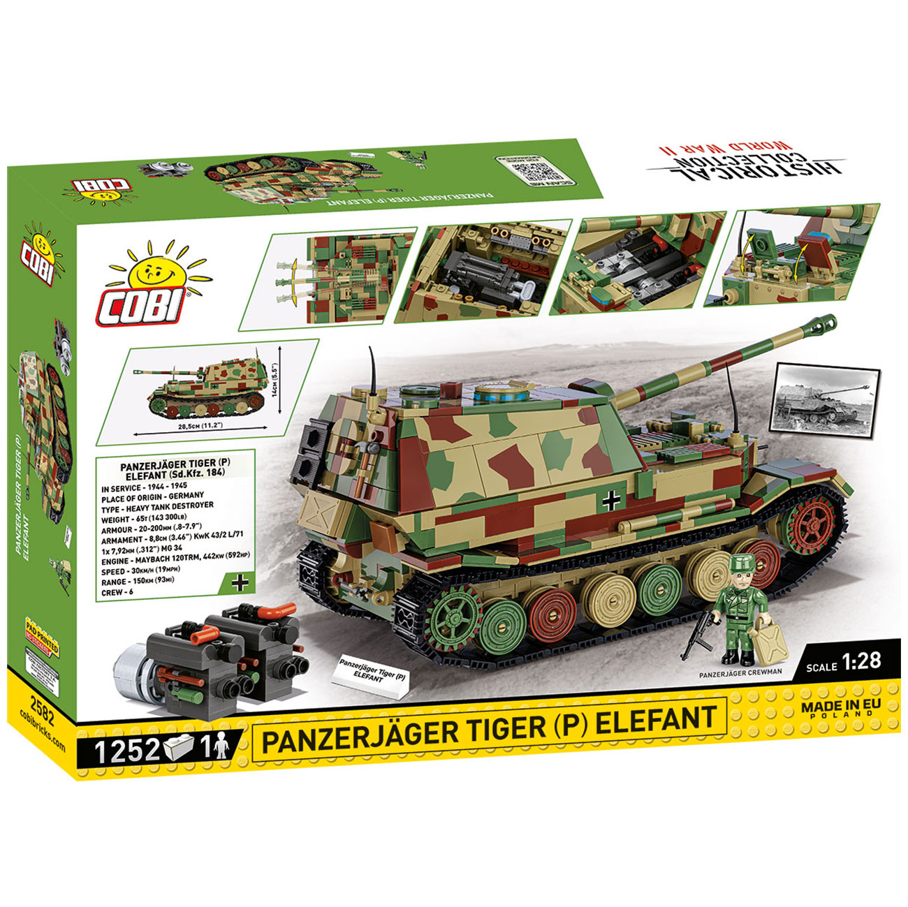 Cobi Historical Collection Bausatz Panzer Panzerjger Tiger (P) Elefant 1252 Teile 2582 Bild 3