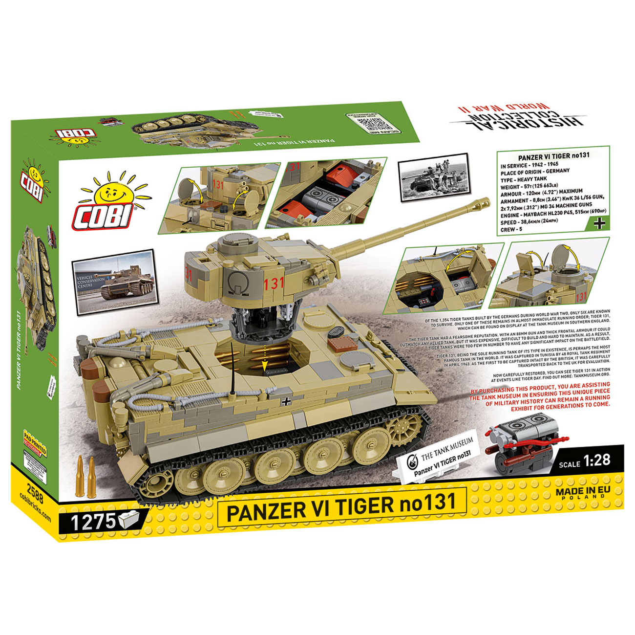 Cobi Historical Collection Bausatz Panzer VI Tiger no 131 1278 Teile 2588 Bild 3