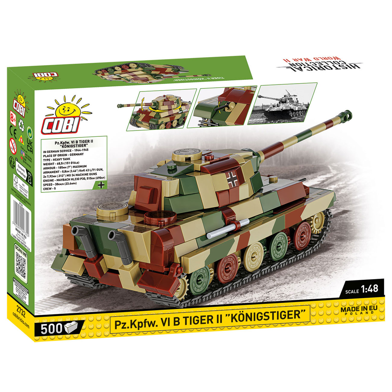 Cobi Historical Collection Bausatz Panzer Pz.Kpfw. VI B Tiger II Knigstiger 500 Teile 2732 Bild 3