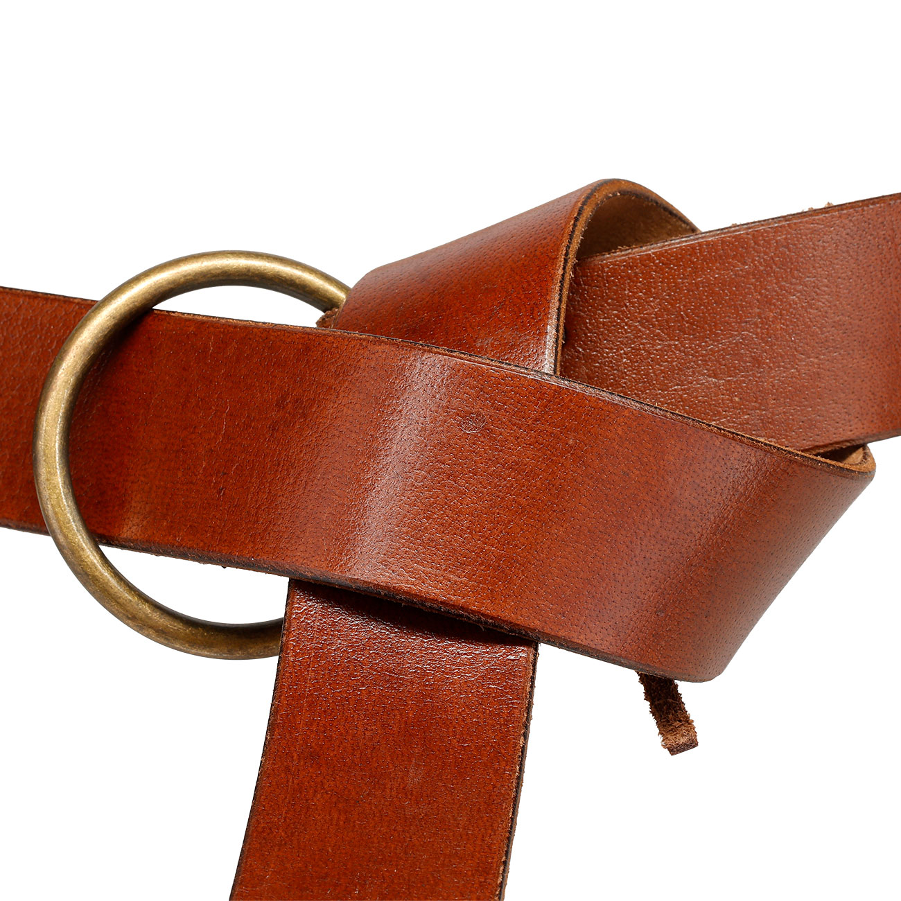 Mittelalter-Ledergrtel braun mit Messingring, ca. 190 cm Bild 1