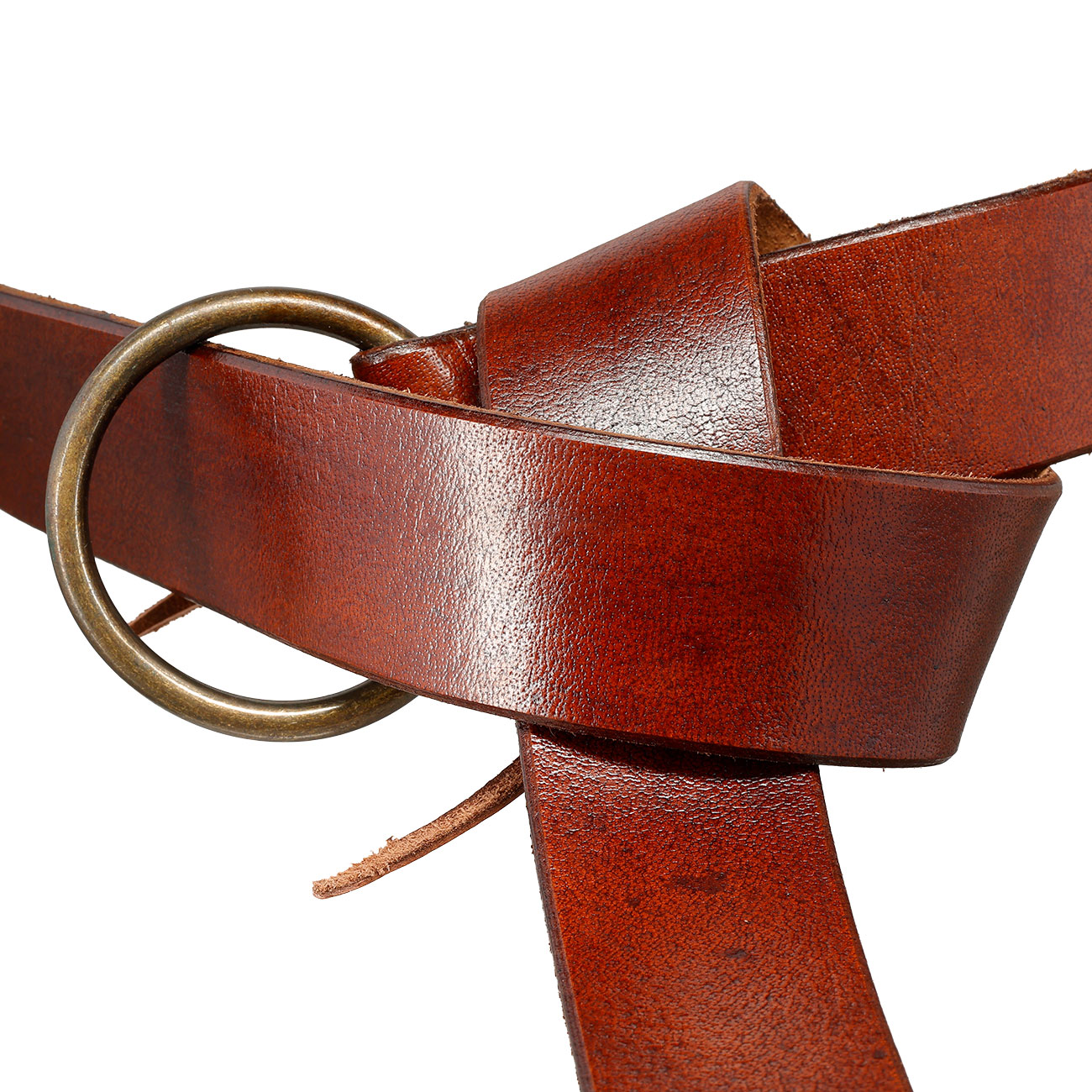 Mittelalter-Langg�rtel 150 cm braun aus Leder mit Messingring Bild 3