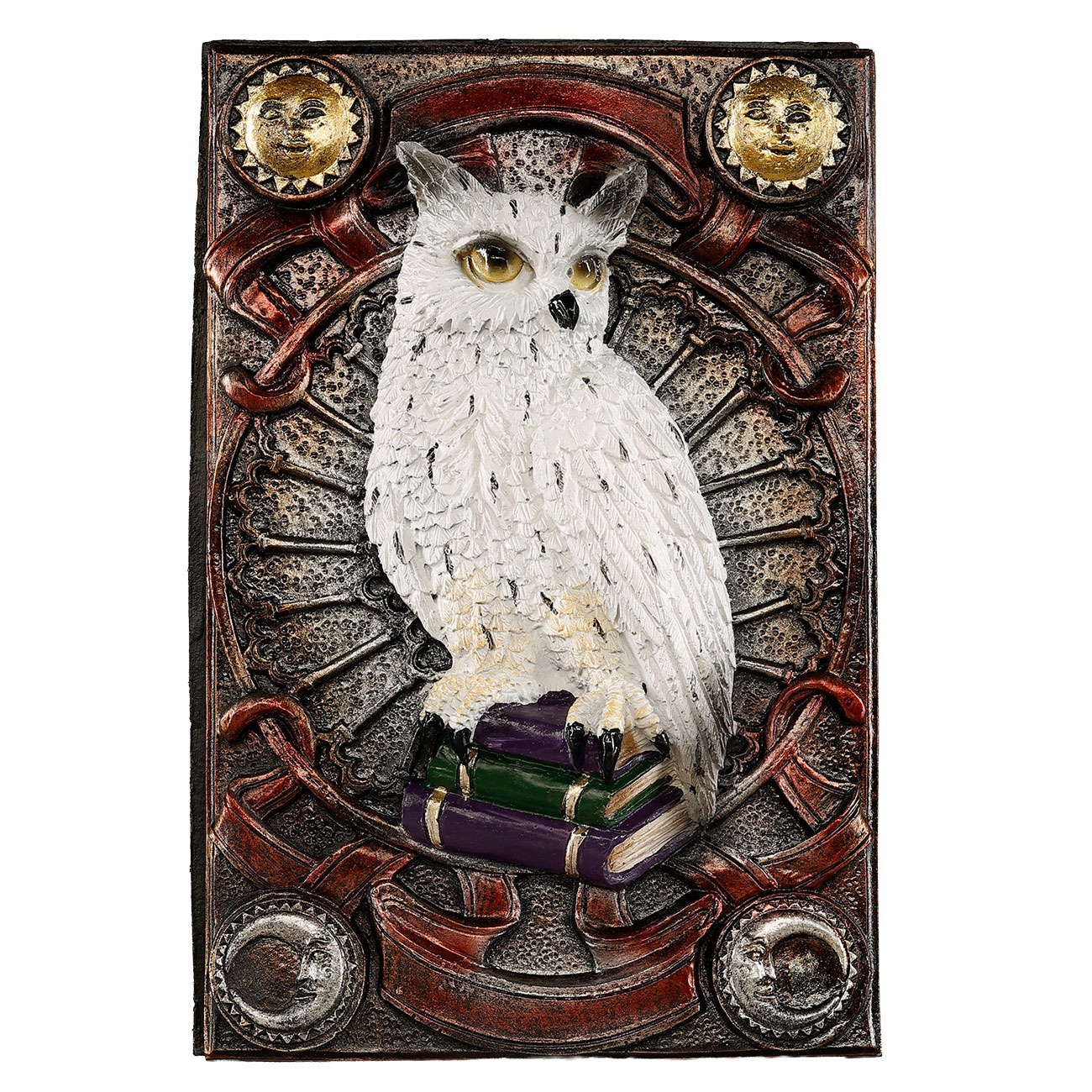 Braune Tarotbox Zaubereule sitzt auf B�cherstapel Bild 5