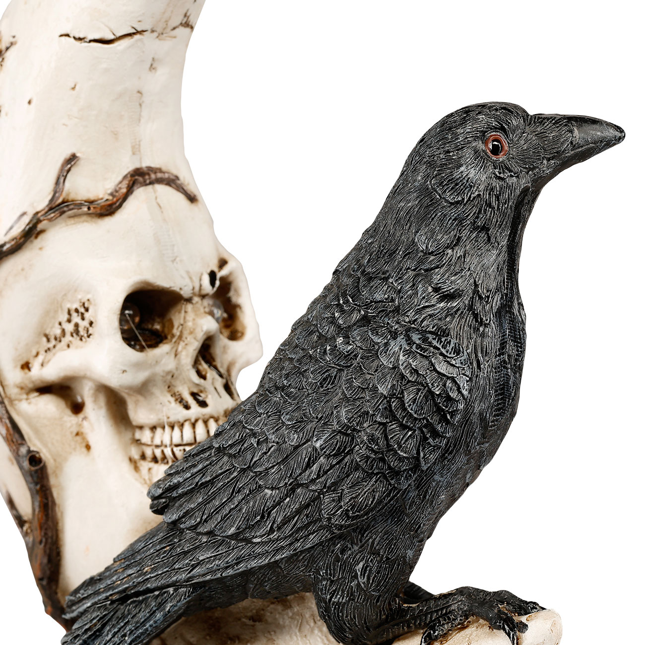 Rabe sitzt auf Schdelmond, Augen mit LED-Licht Bild 3