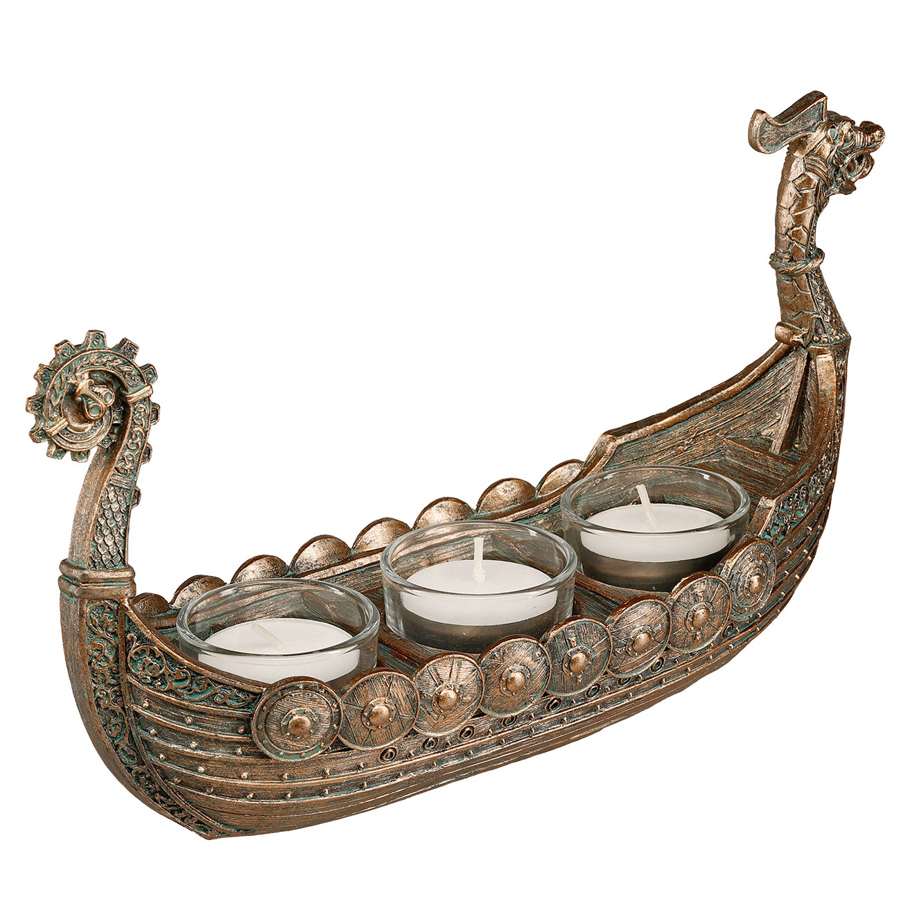 Wikingerschiff Drakkar Teelichterhalter f�r 3 Kerzen Bild 2