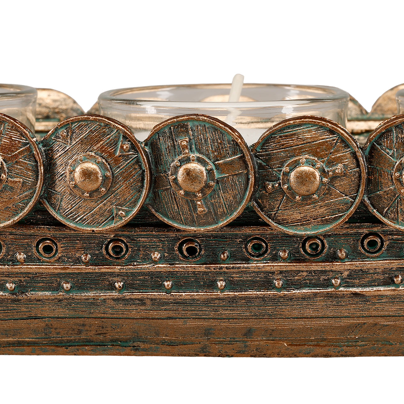 Wikingerschiff Drakkar Teelichterhalter f�r 3 Kerzen Bild 5