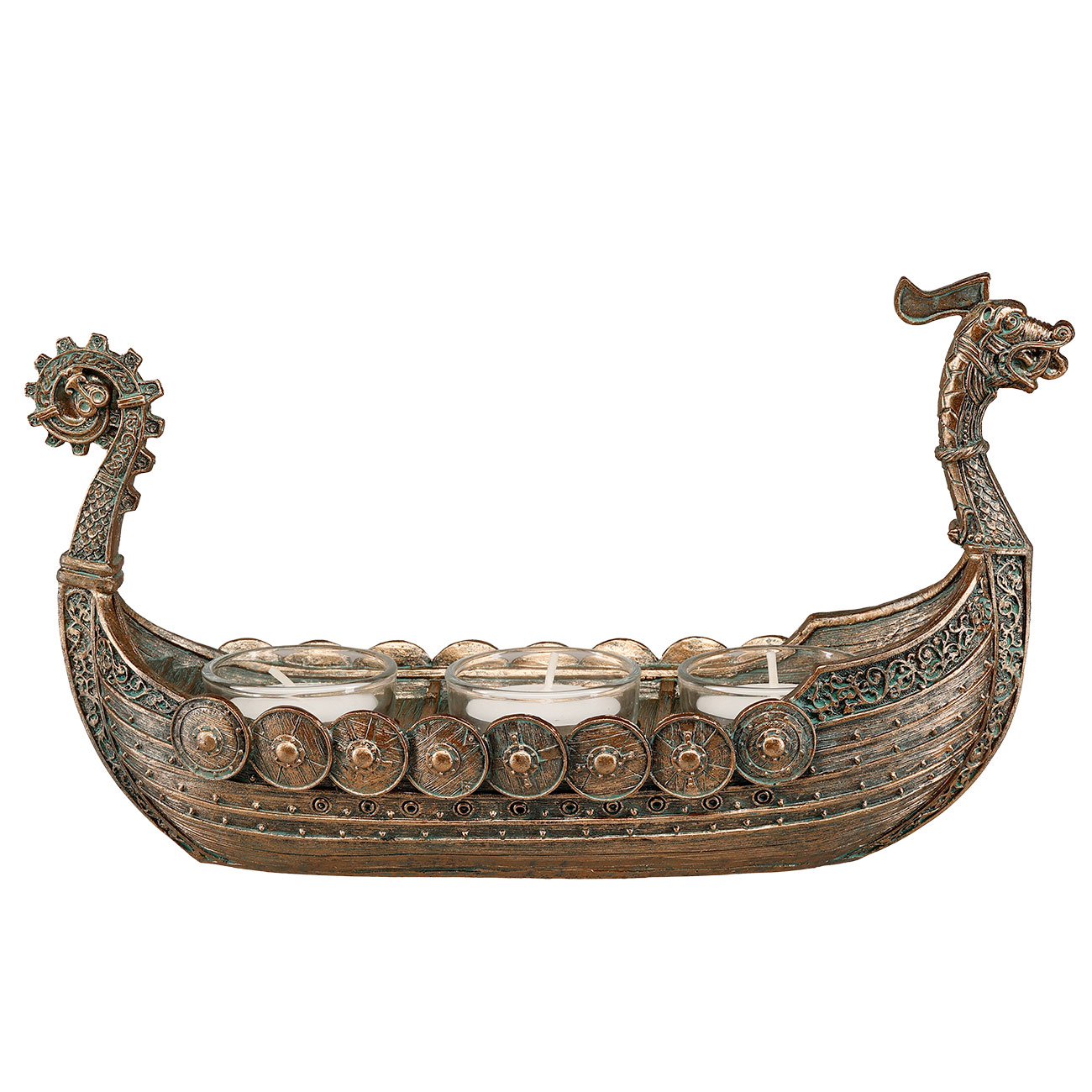 Wikingerschiff Drakkar Teelichterhalter f�r 3 Kerzen Bild 8