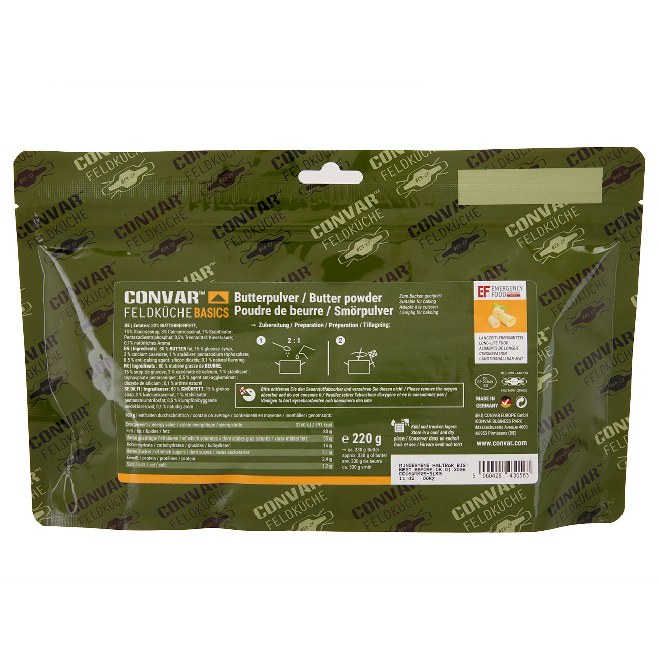 Convar Feldk�che Basics Butterpulver 220 g Beutel