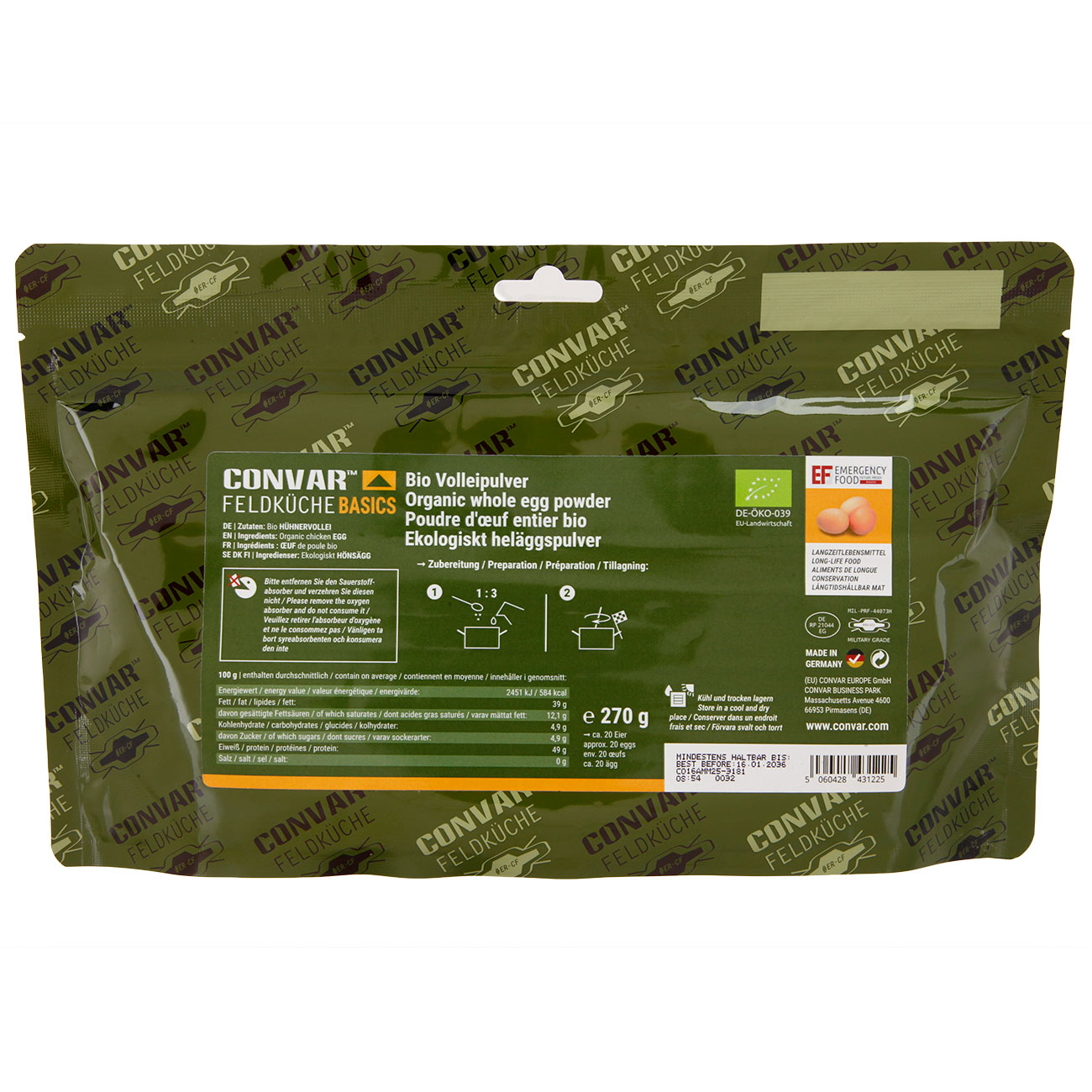 Convar Feldk�che Basics Bio Volleipulver 270 g Beutel