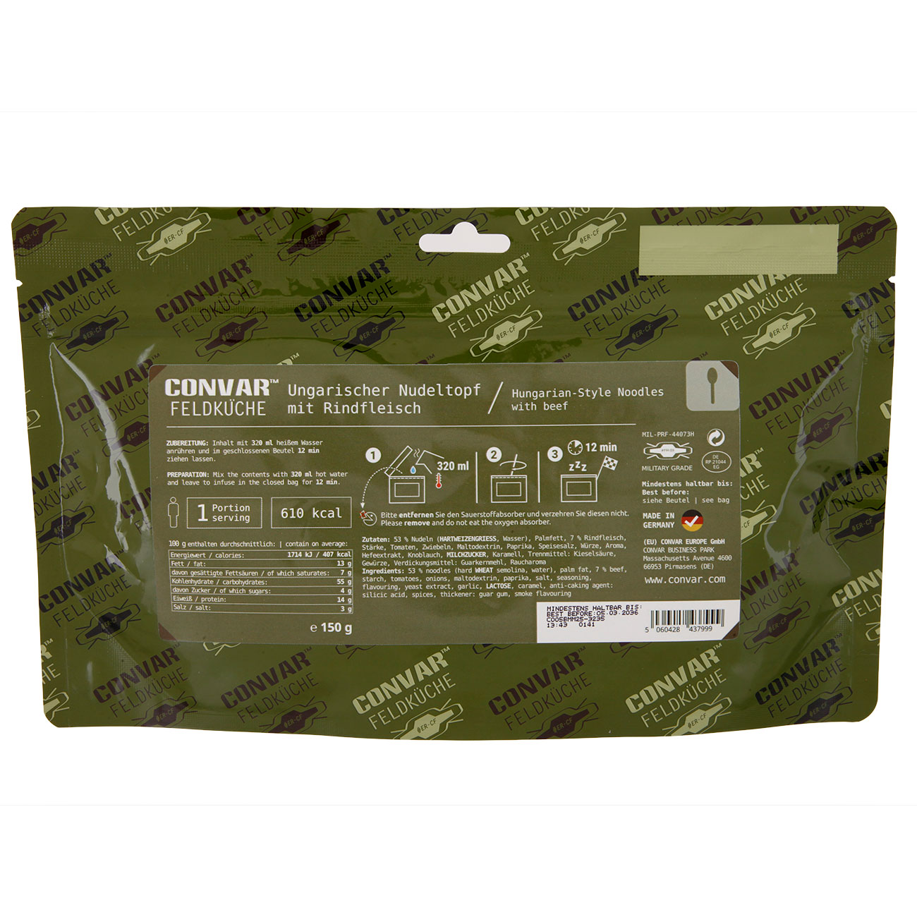 Convar Feldk�che Ungarischer Nudeltopf mit Rindfleisch 150 g Beutel