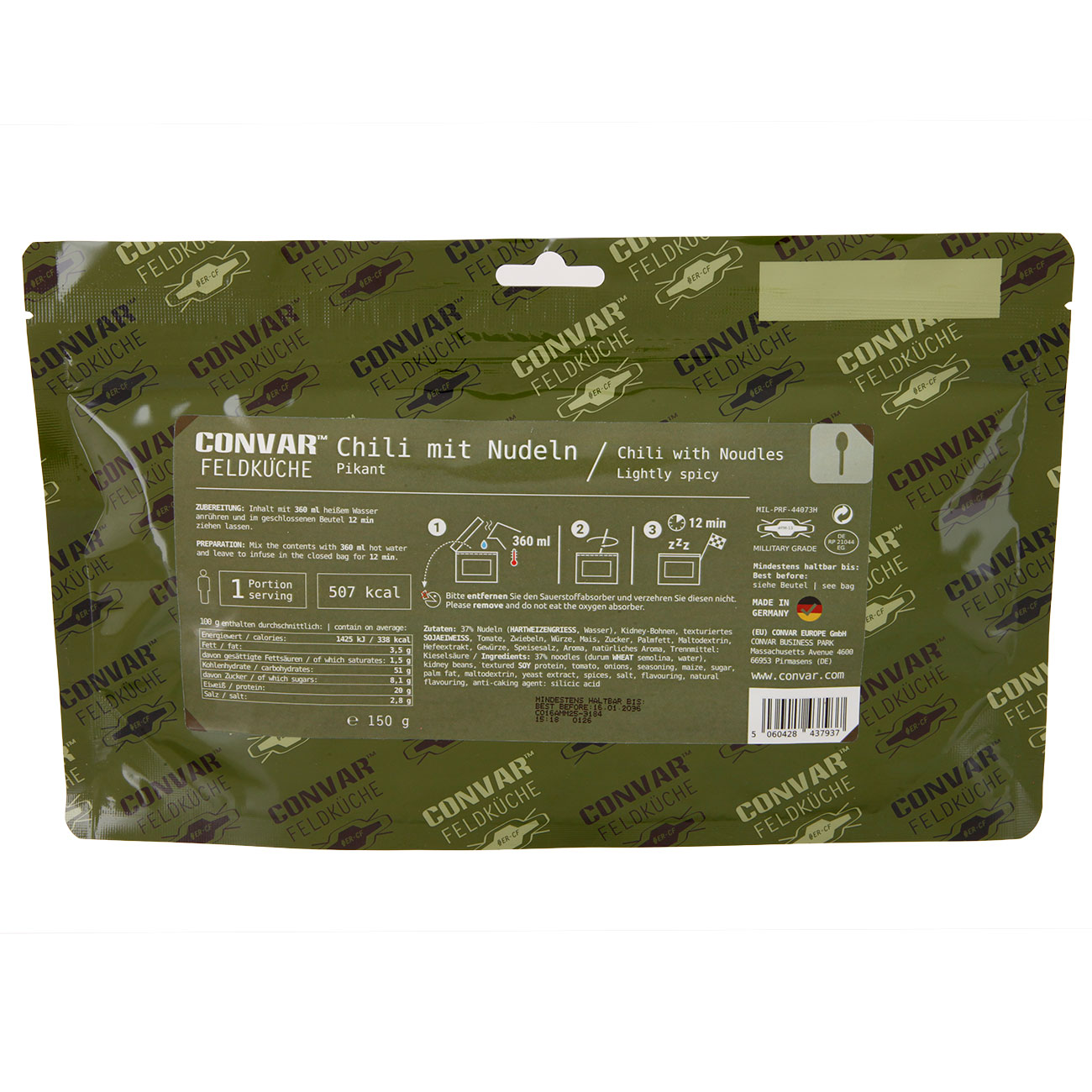 Convar Feldk�che Chili mit Nudeln Pikant 150 g Beutel