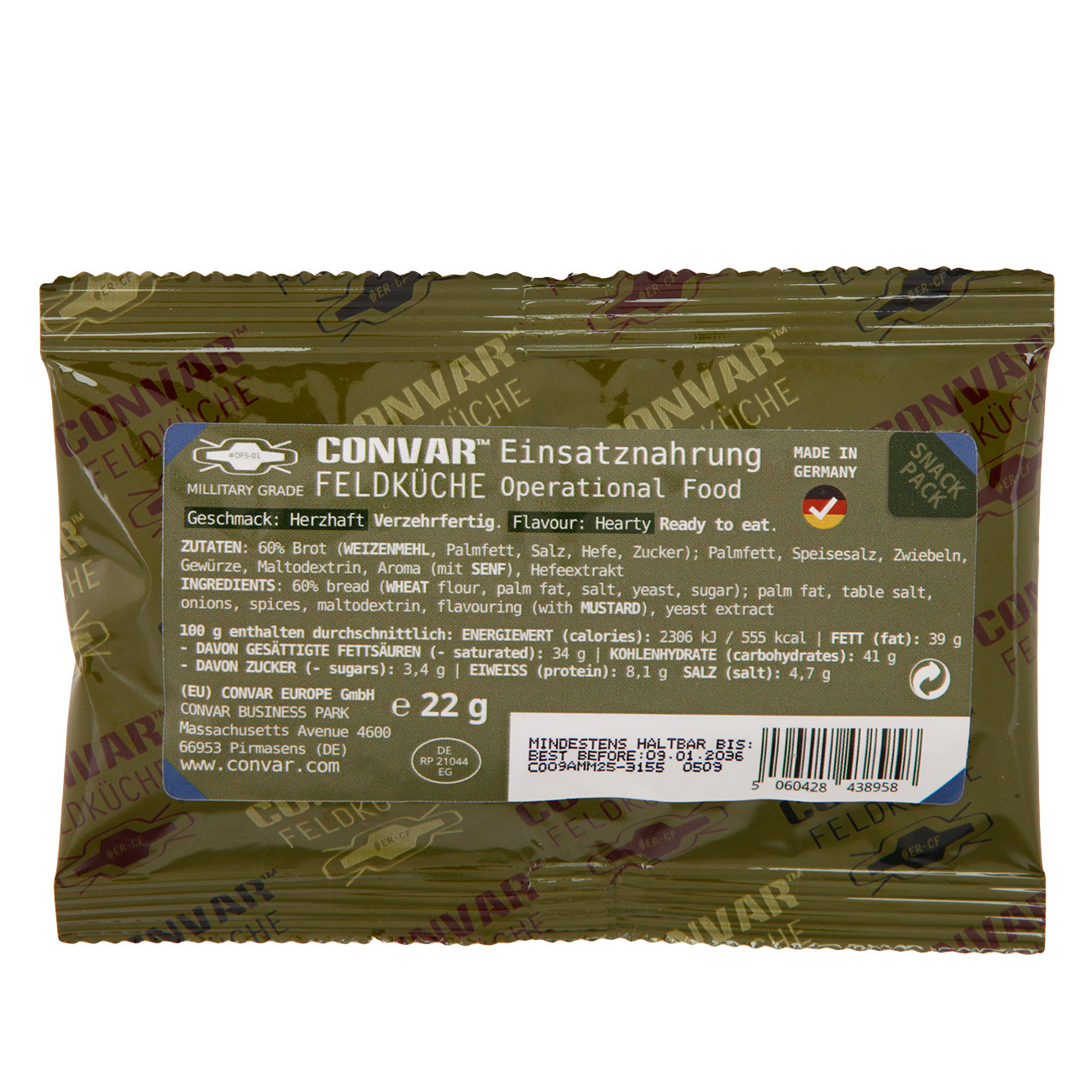 Convar Feldk�che Einsatznahrung Snack Pack  Geschmack Herzhaft 22 g Beutel