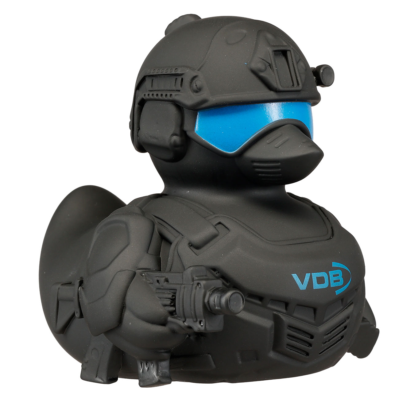 SEK Badeente Tom Tactical - Schwarze Quietscheente im SEK-Look mit VDB-Logo Bild 2