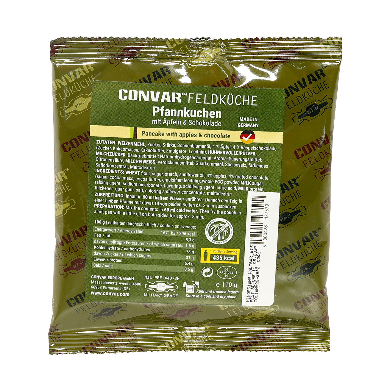 Convar Feldk�che Pfannkuchen mit �pfeln und Schokolade Langzeitlebensmittel 110 g Beutel
