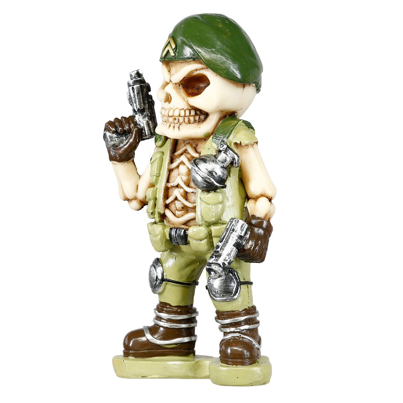 Dekofigur Army Skull 2 Guns Skelett Totenkopf mit 2 Pistolen 16 cm Bild 2