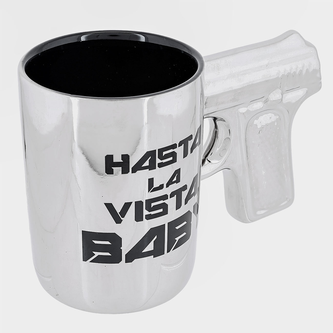 Out Of The Blue Becher silberfarben Hasta la vista baby mit Pistolengriff 350 ml Bild 2