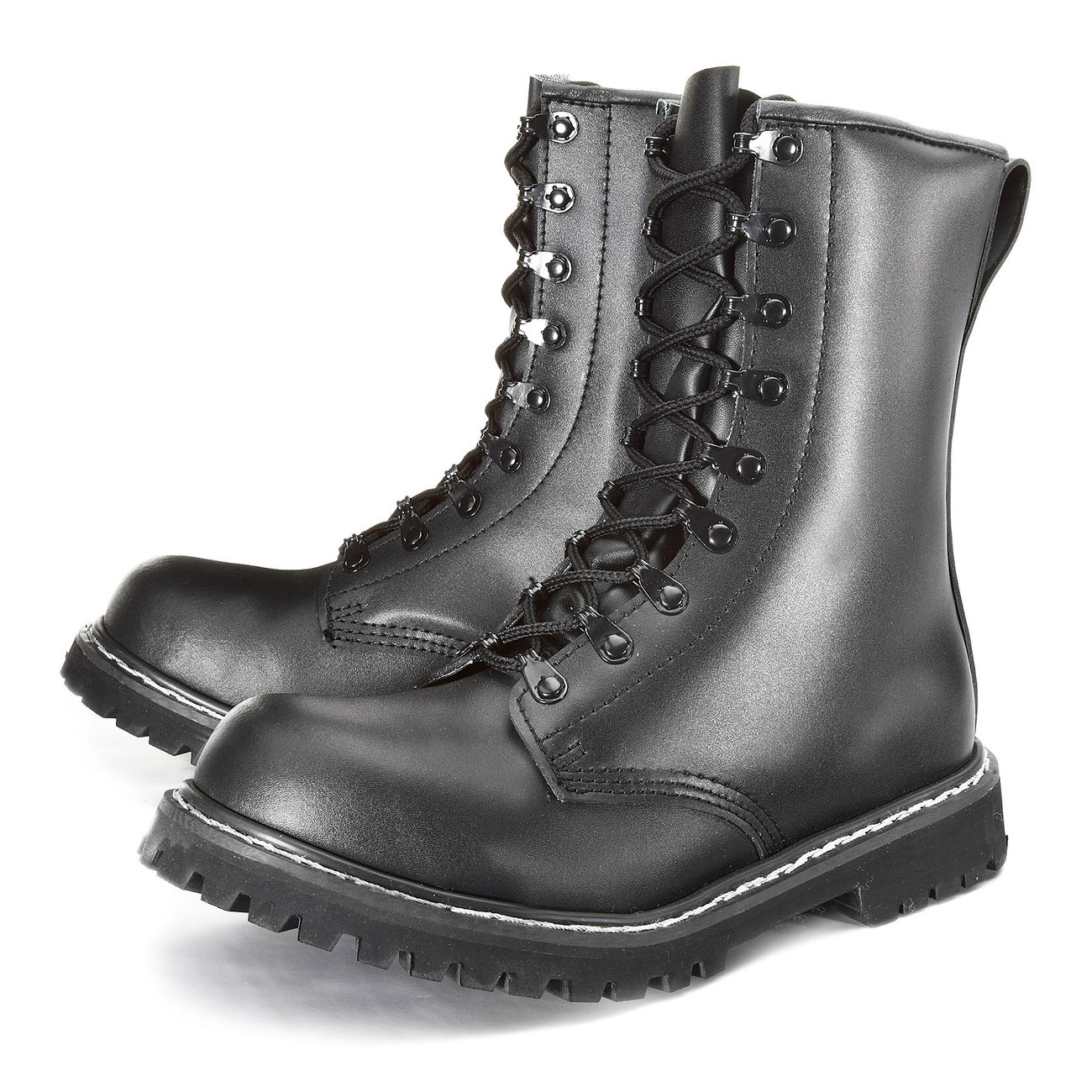 Mil-Tec Springerstiefel Leder schwarz mit Stahlkappe Bild 5