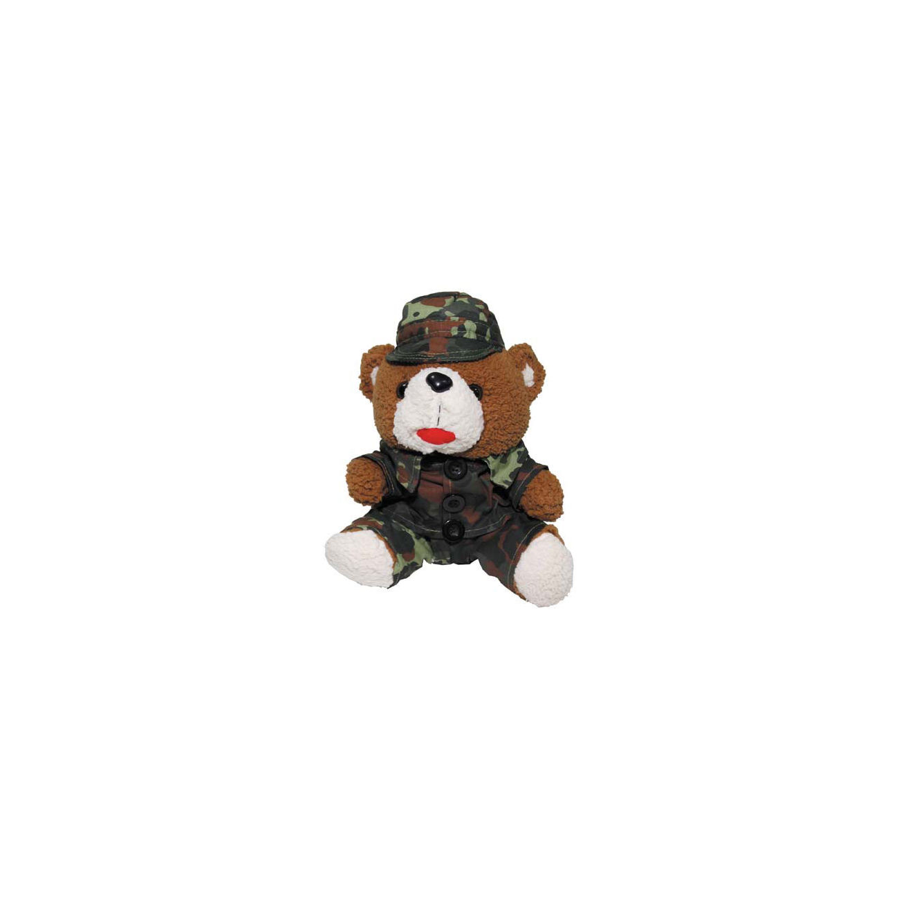 Teddybr, mit Anzug und Mtze, flecktarn, 28cm