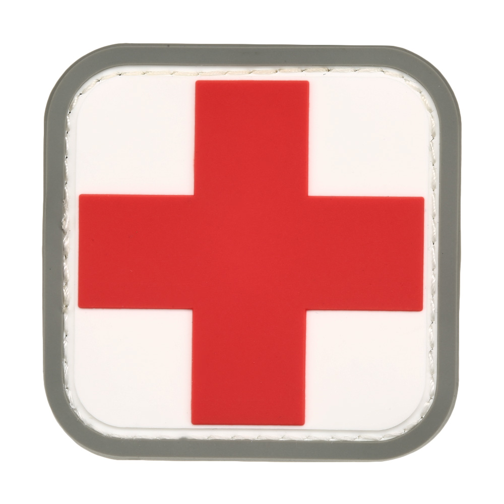 Mil-Spec Monkey 3D Rubber Patch mit Klettflche Medic Abzeichen wei/rot