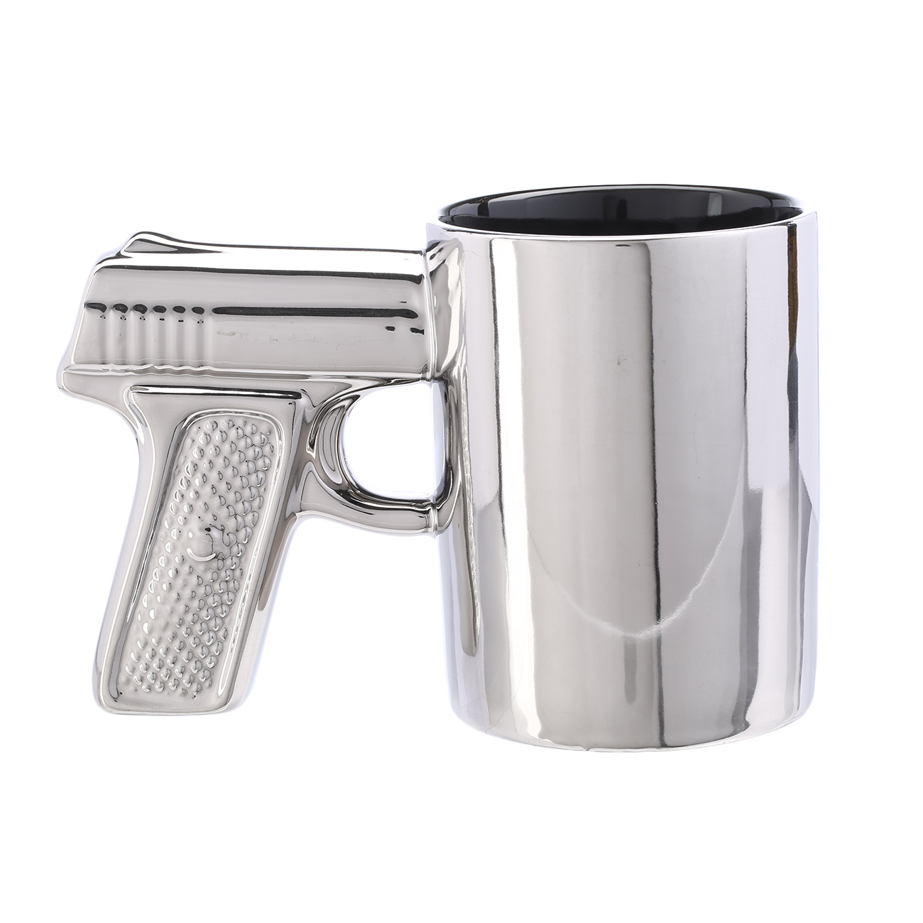 Hasta La Vista Baby - silberner Steingut-Becher mit Pistolengriff Bild 1