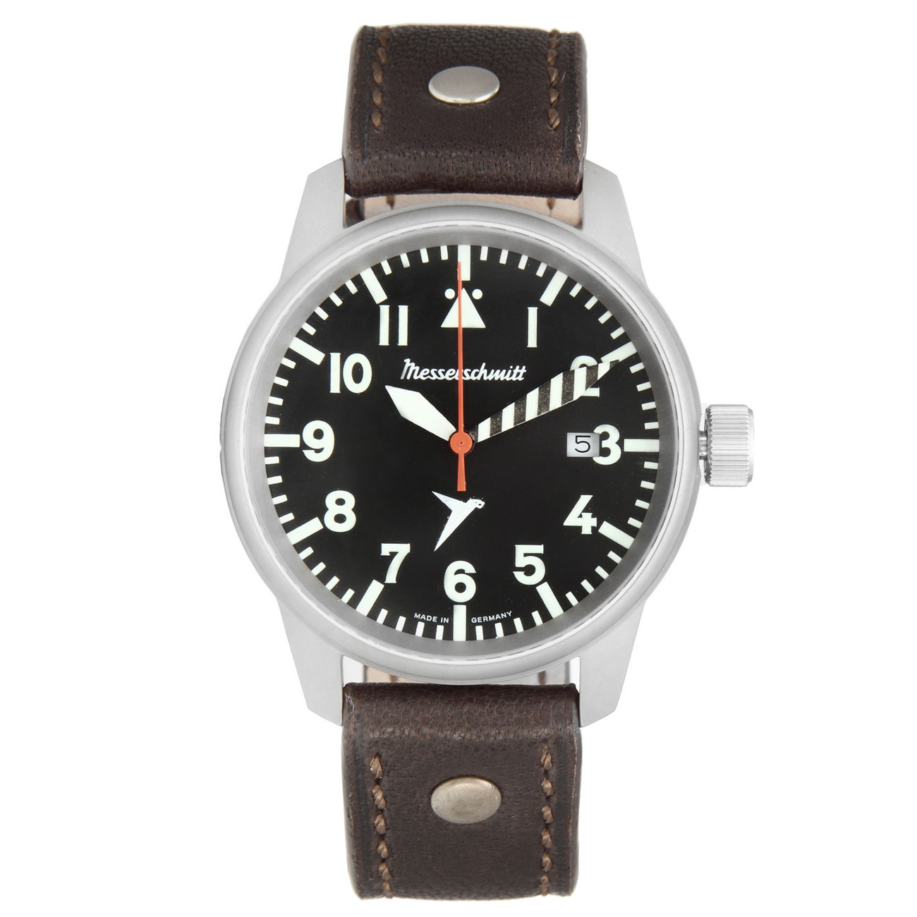 Messerschmitt Fliegeruhr ME-68TI Lederarmband braun