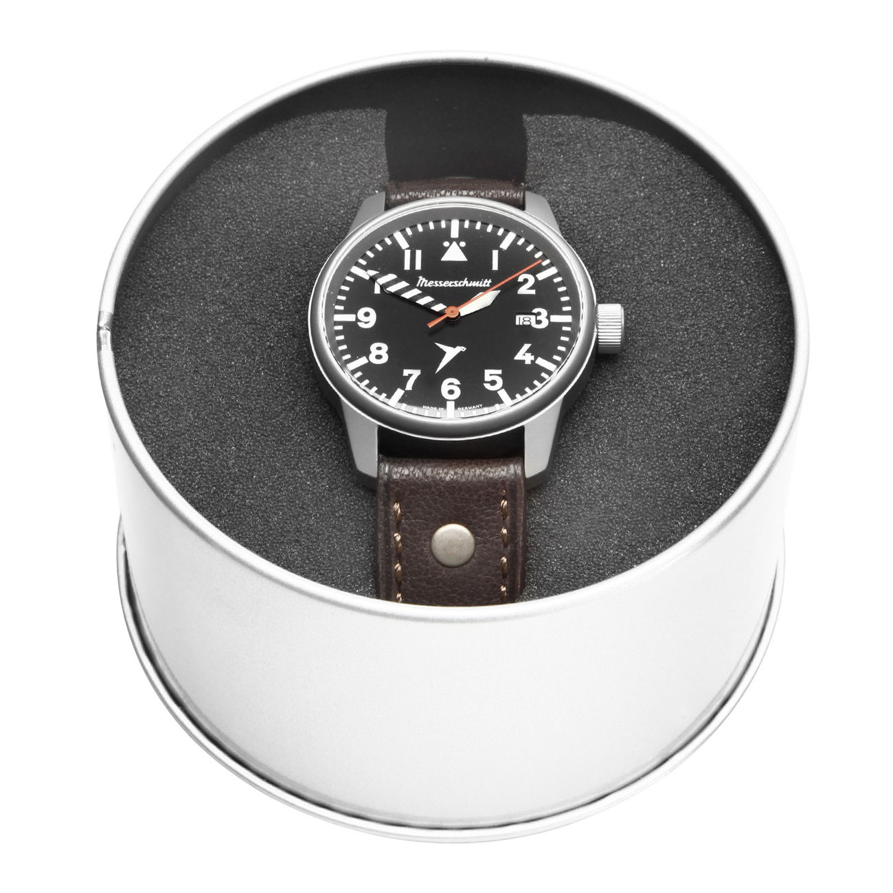 Messerschmitt Fliegeruhr ME-68TI Lederarmband braun Bild 1