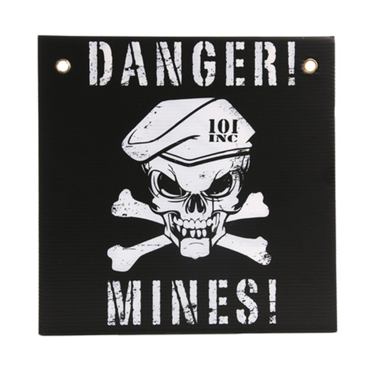 101 INC. Schild Danger Mines schwarz/wei Plastik