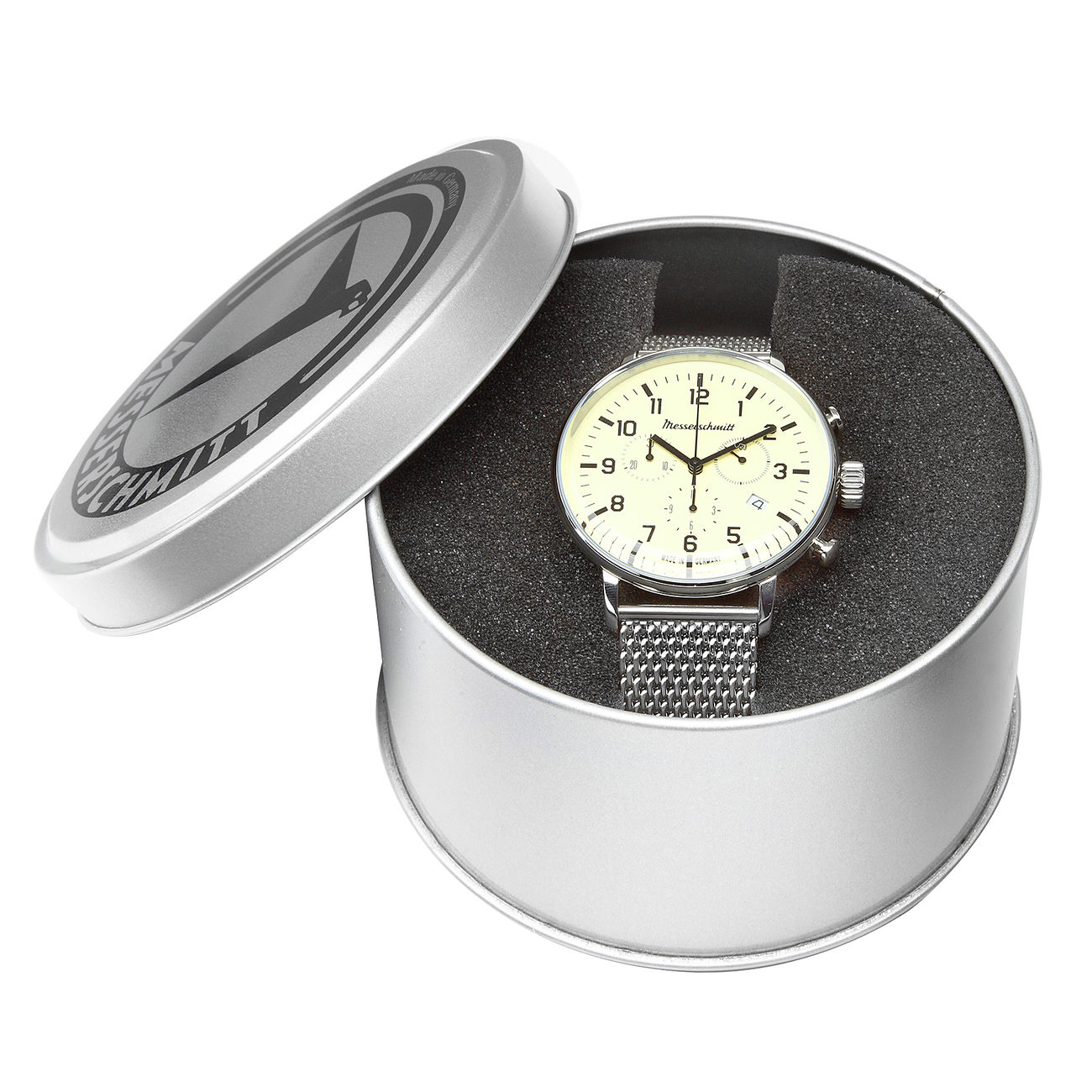 Messerschmitt Fliegeruhr Chronograph 4H160M mit Milanaiseband Bild 1