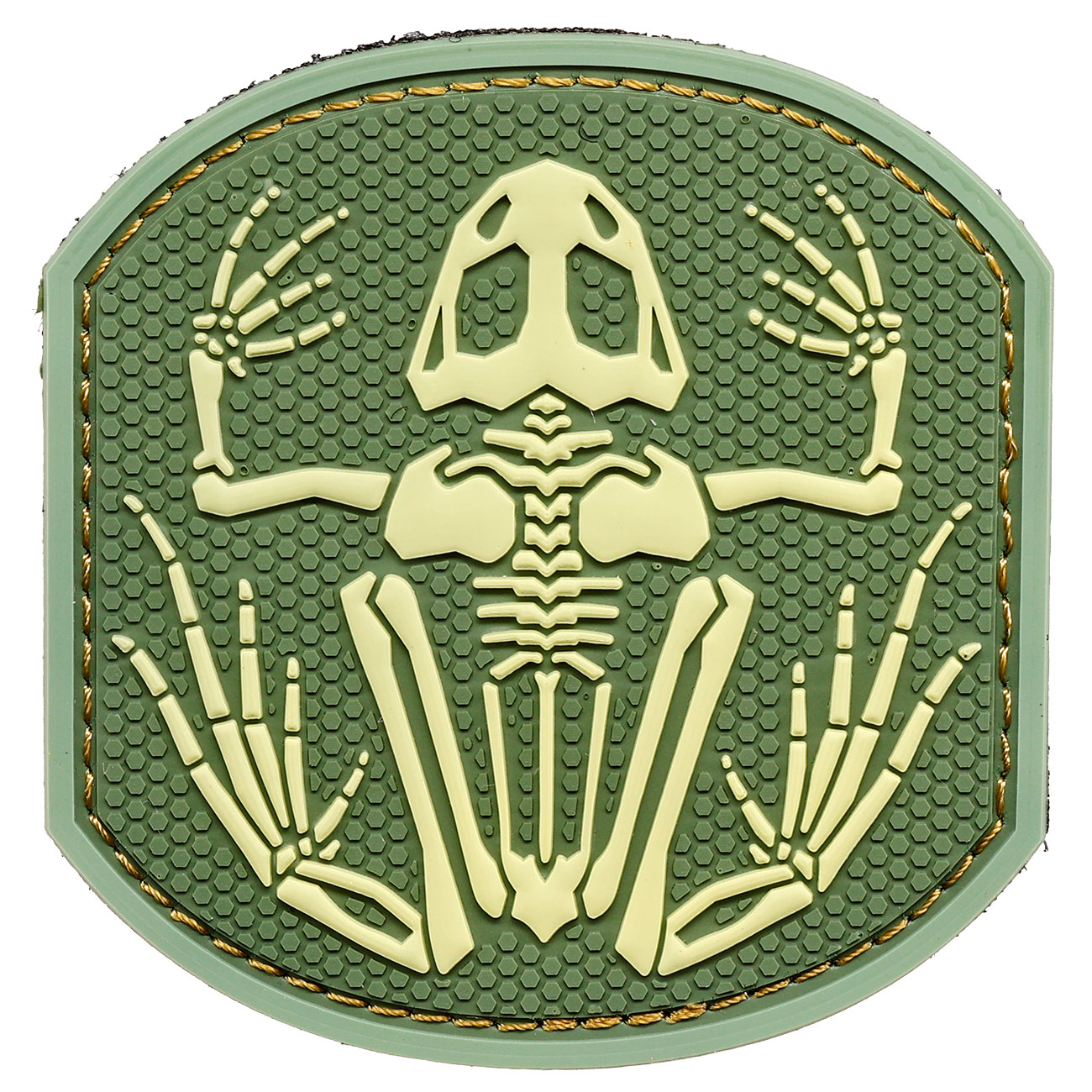 3D Rubber Patch Frog Skeleton  green