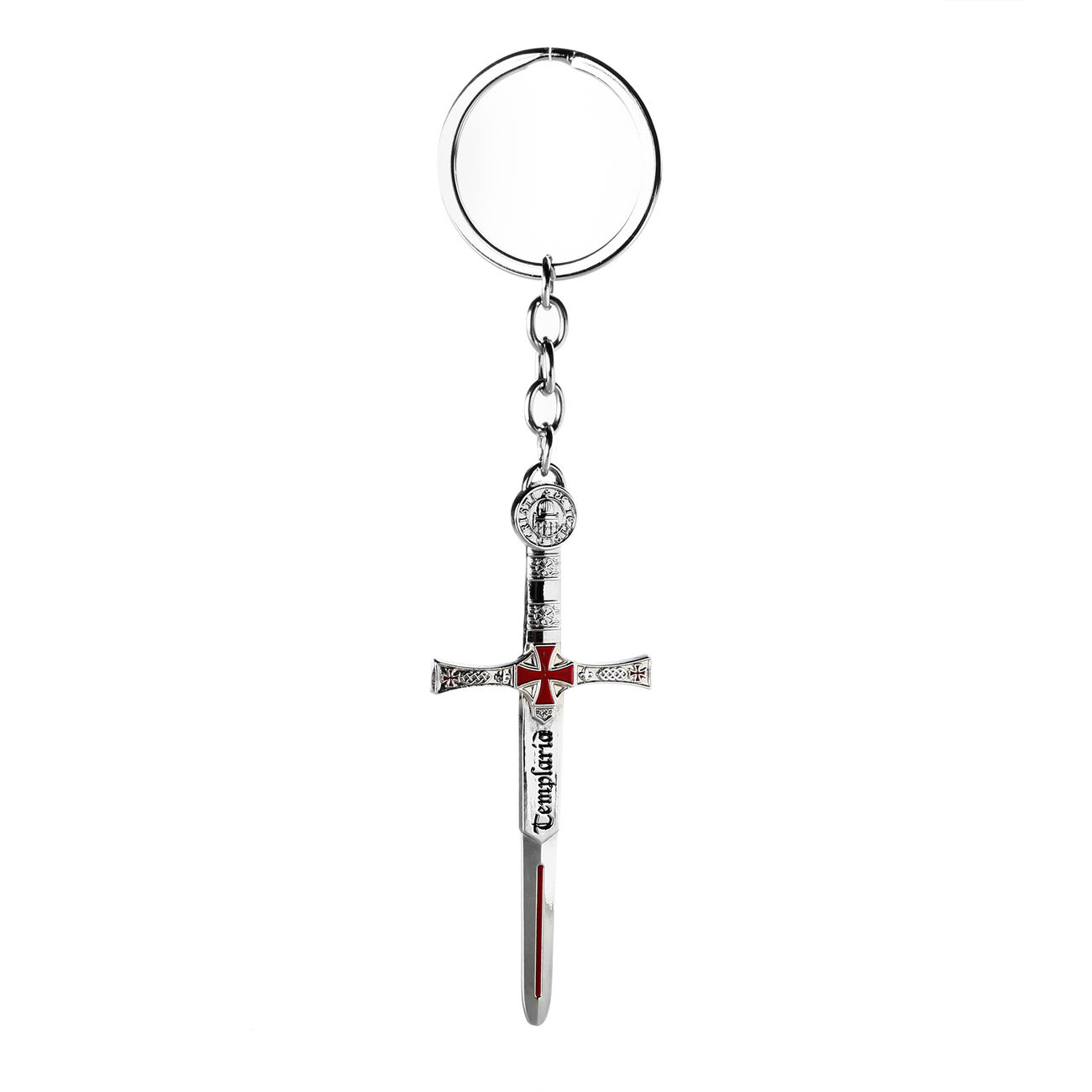 Schlsselanhnger Schwert Templaria II silber/rot