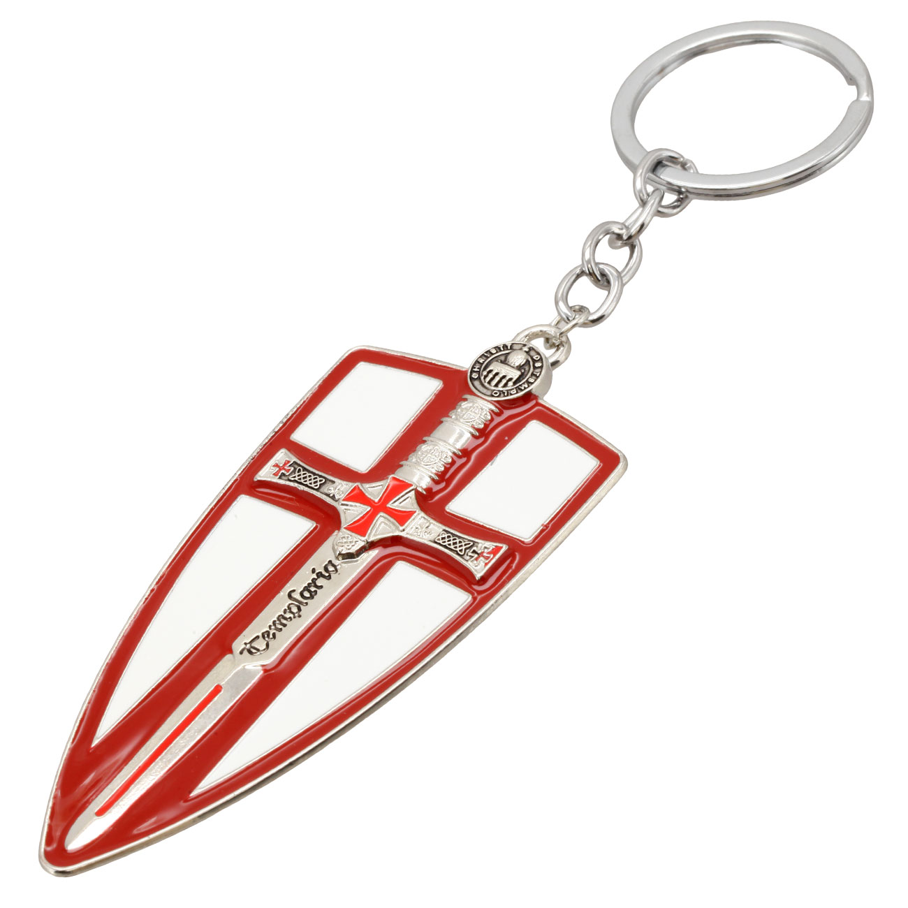 Schlsselanhnger Tempelritter Schild Templaria II silber/rot