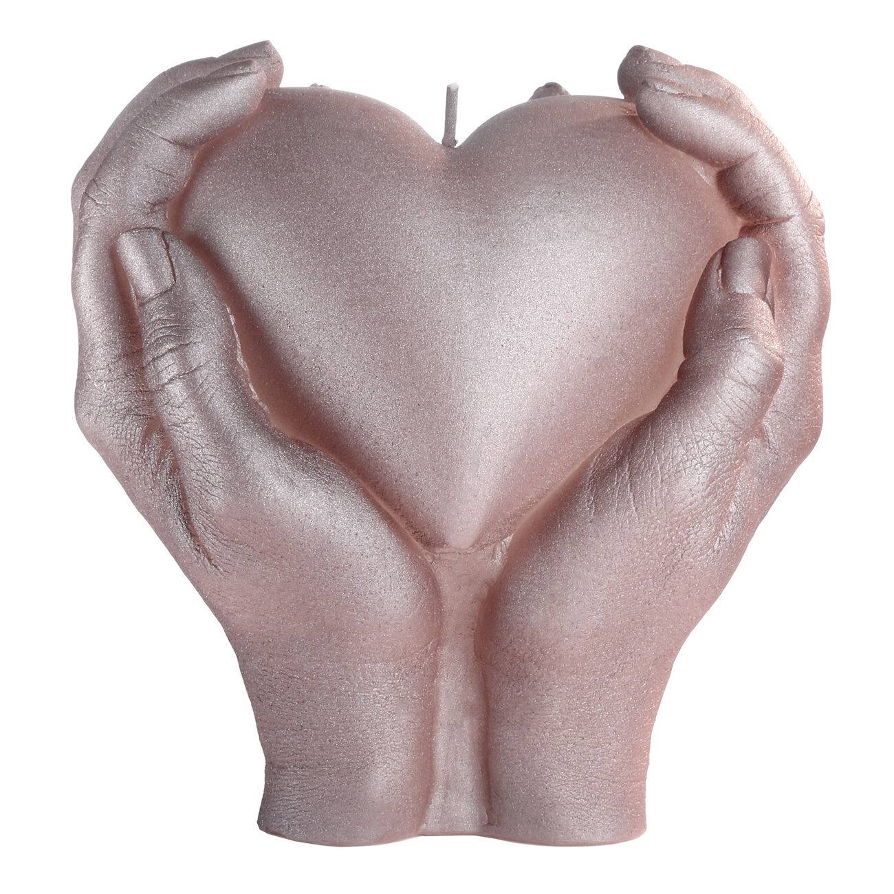 3D-Kerze Herz in Händen steinbraun