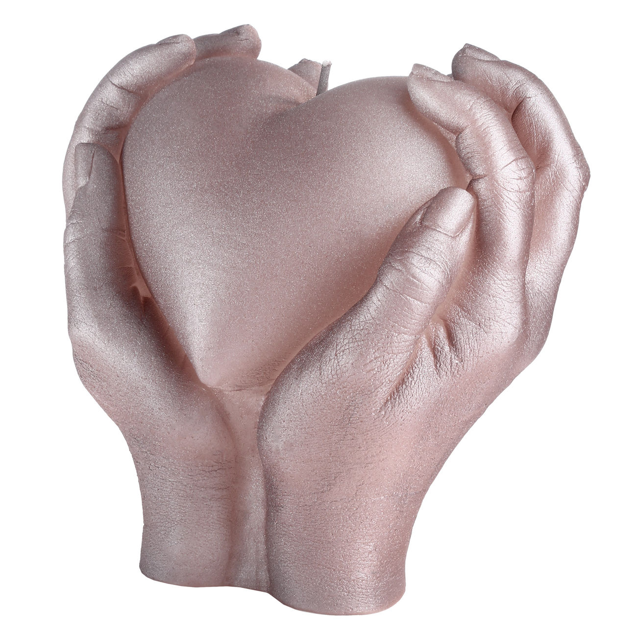 3D-Kerze Herz in Händen steinbraun Bild 1