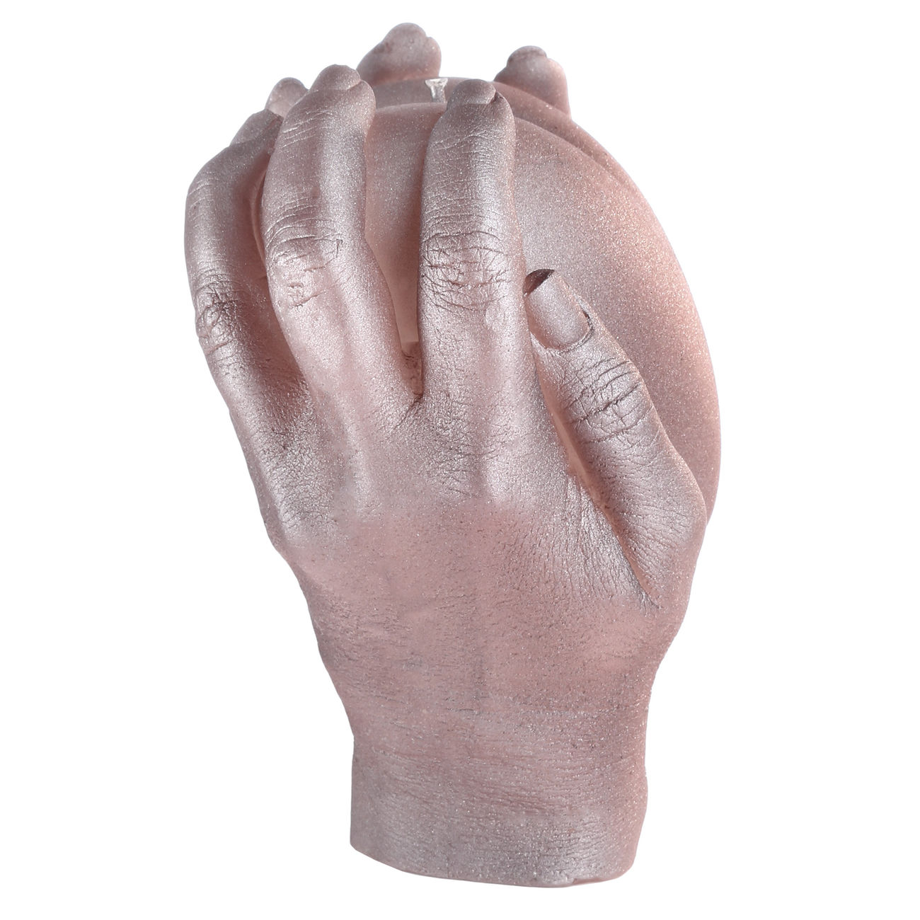 3D-Kerze Herz in Händen steinbraun Bild 1
