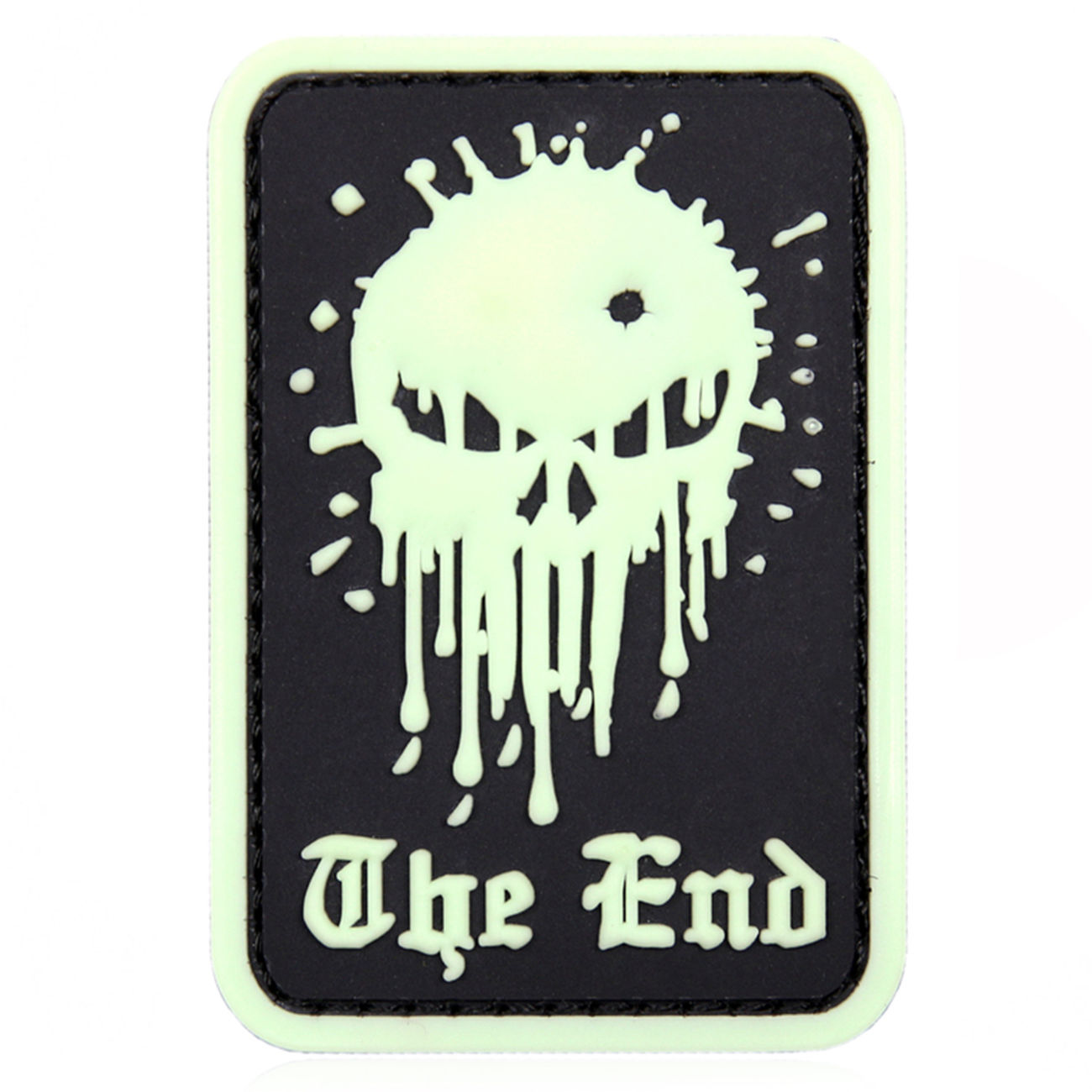 3D Rubber Patch mit Klettflche Skull The End schwarz/nachleuchtend