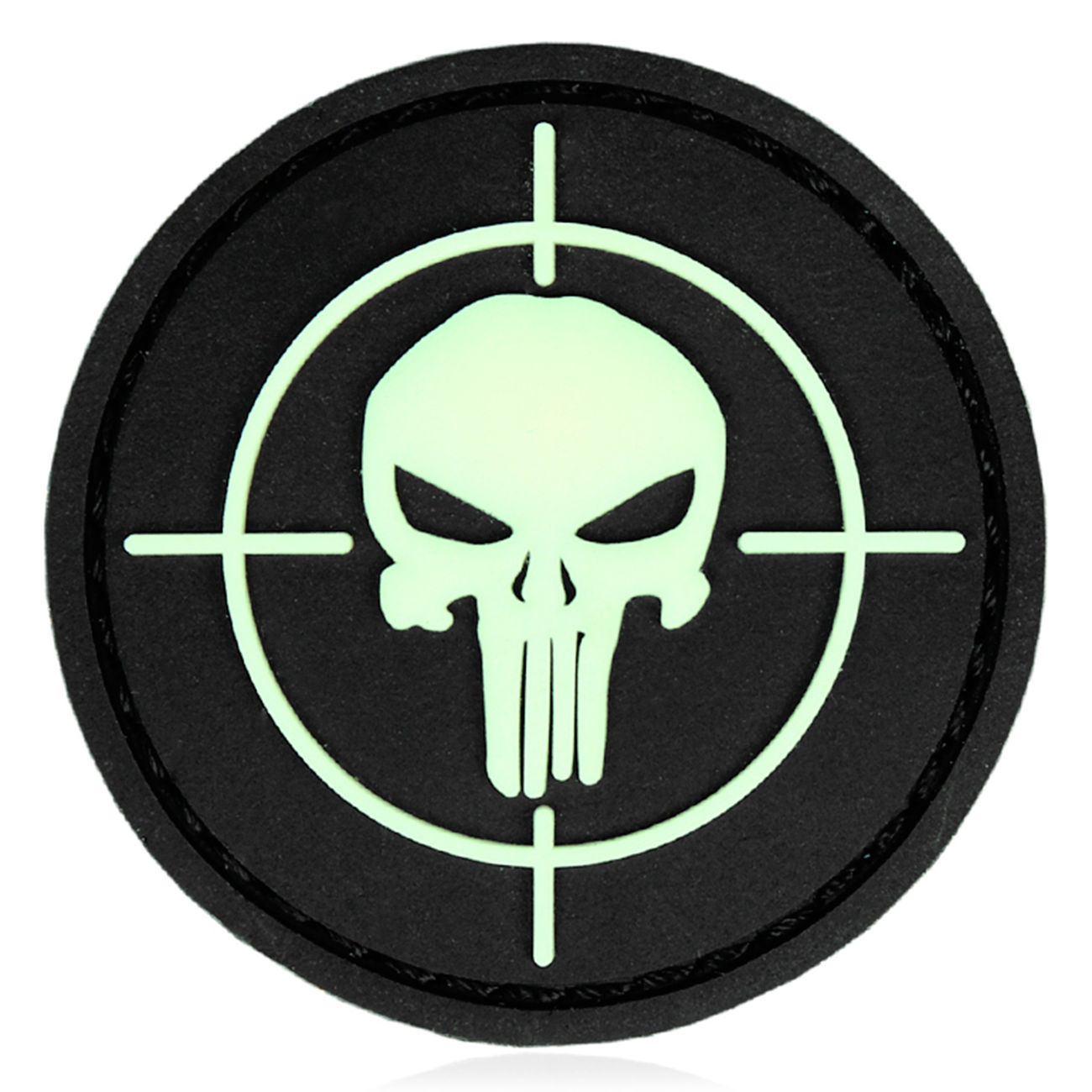 3D Rubber Patch mit Klettflche Punisher Visier schwarz/nachleuchtend