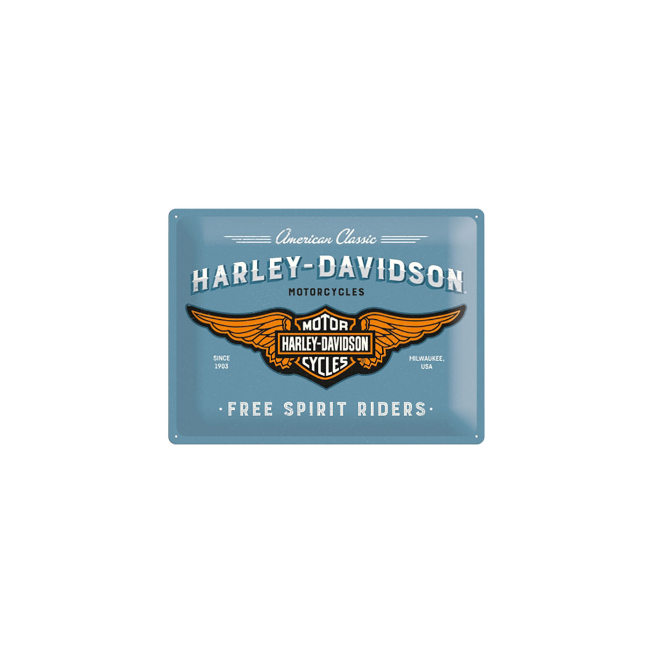 Harley Davidson Blechschild Logo-Aufdruck 30x40 cm hellblau