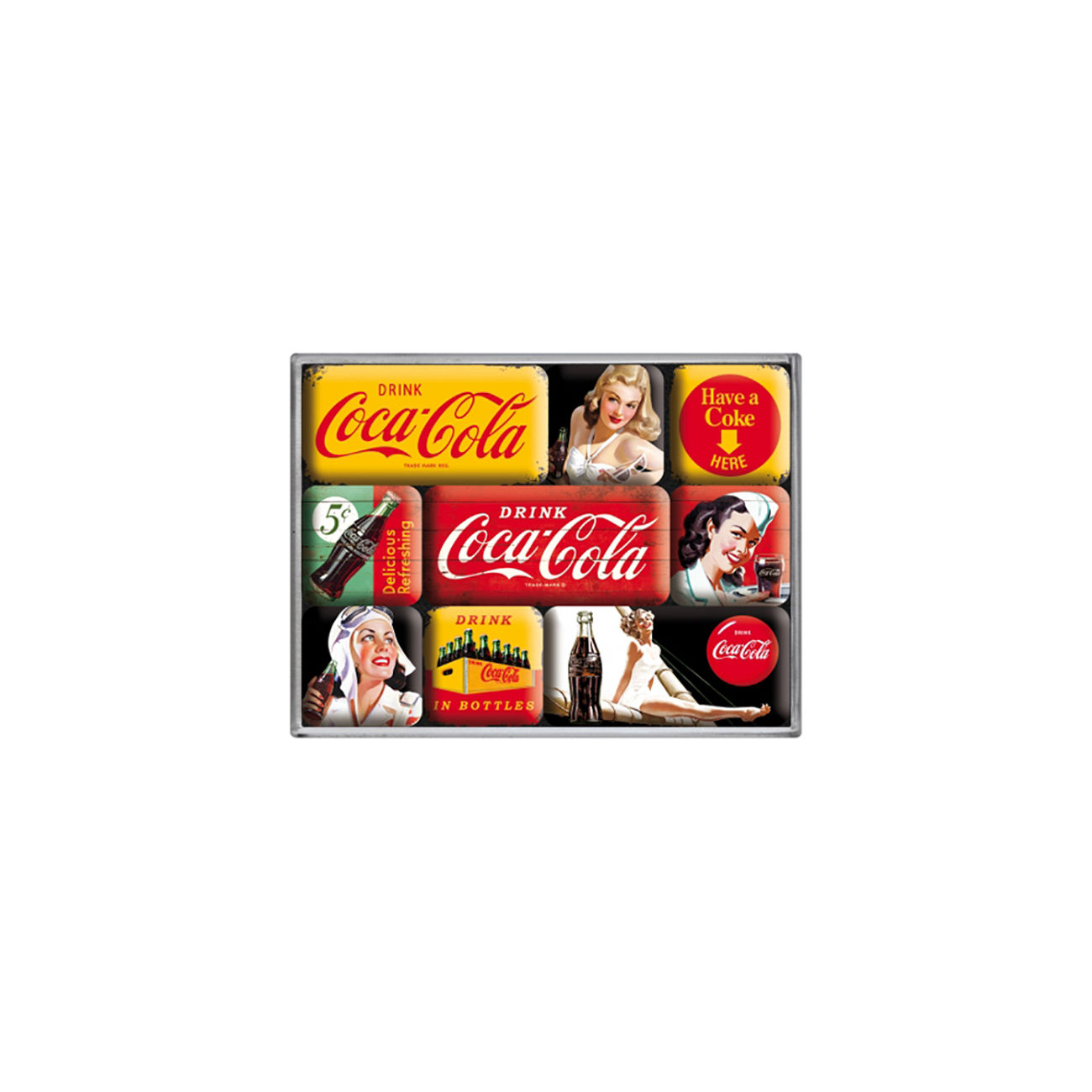 Coca Cola Magnet Set Coca Cola Yellow Mix 9teilig