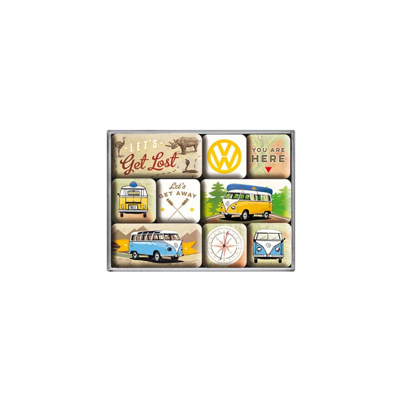 VW Magnet Set VW Bulli Lets Get Lost 9teilig Bild 1