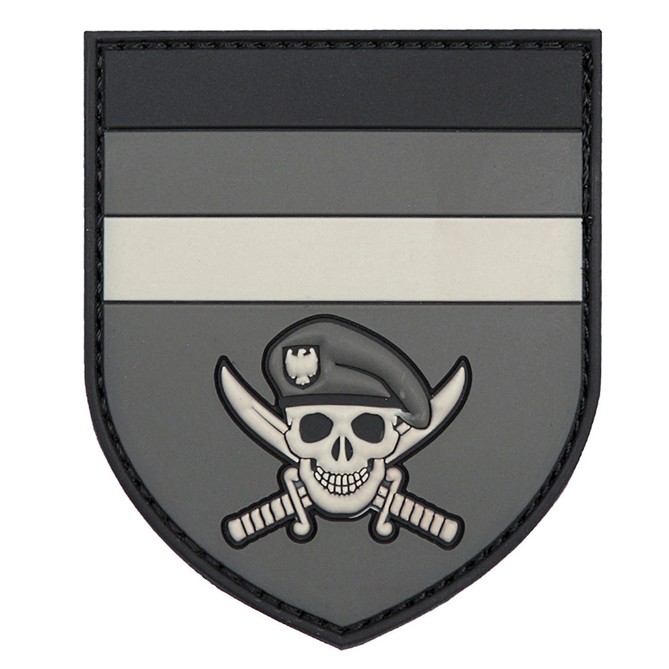 3D Rubber Patch mit Kletfflche German Commando Skull schwarz/grau