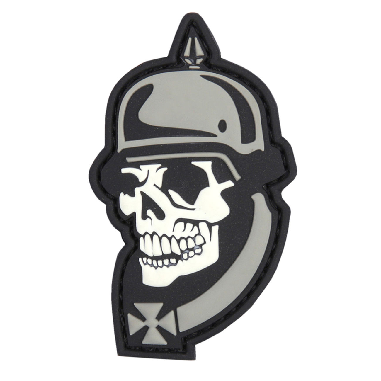 3D Rubber Patch mit Klettflche WW I Skull schwarz/grau