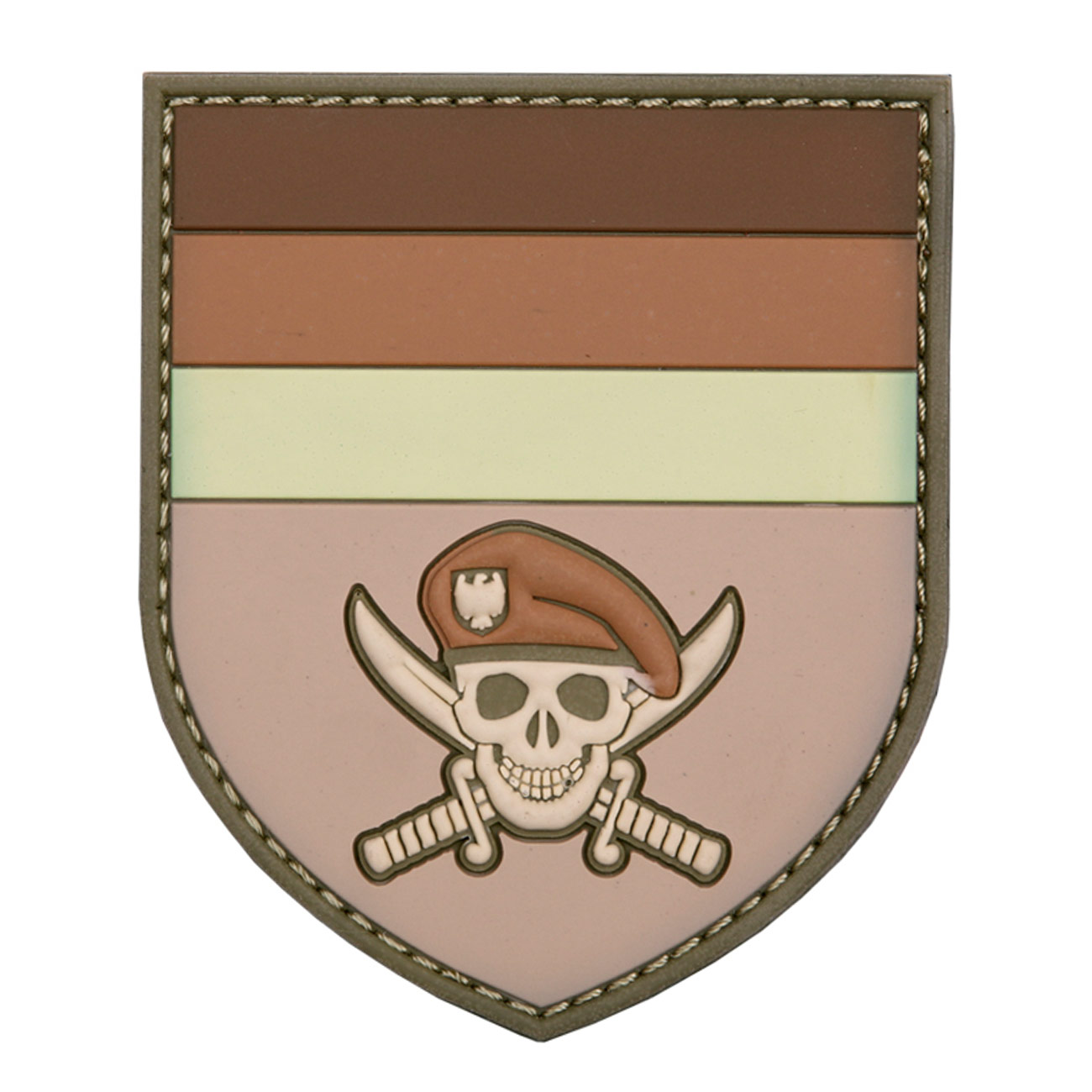 3D Rubber Patch German Commando Skull braun