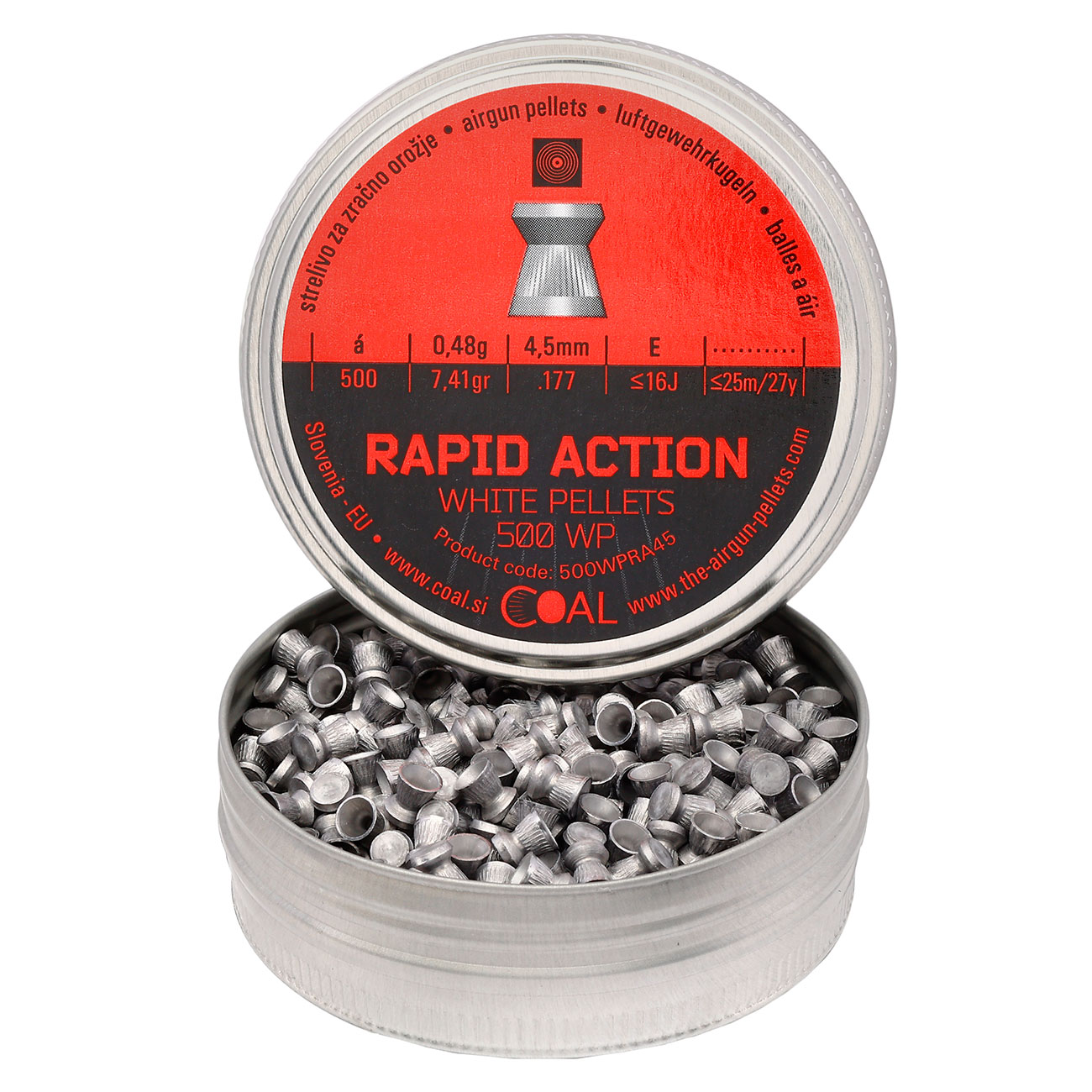 Coal White Pellets Rapid Action Flachkopf Diabolos Kal. 4,5 mm 500er Dose fr CO2-Waffen Trommelmagazine