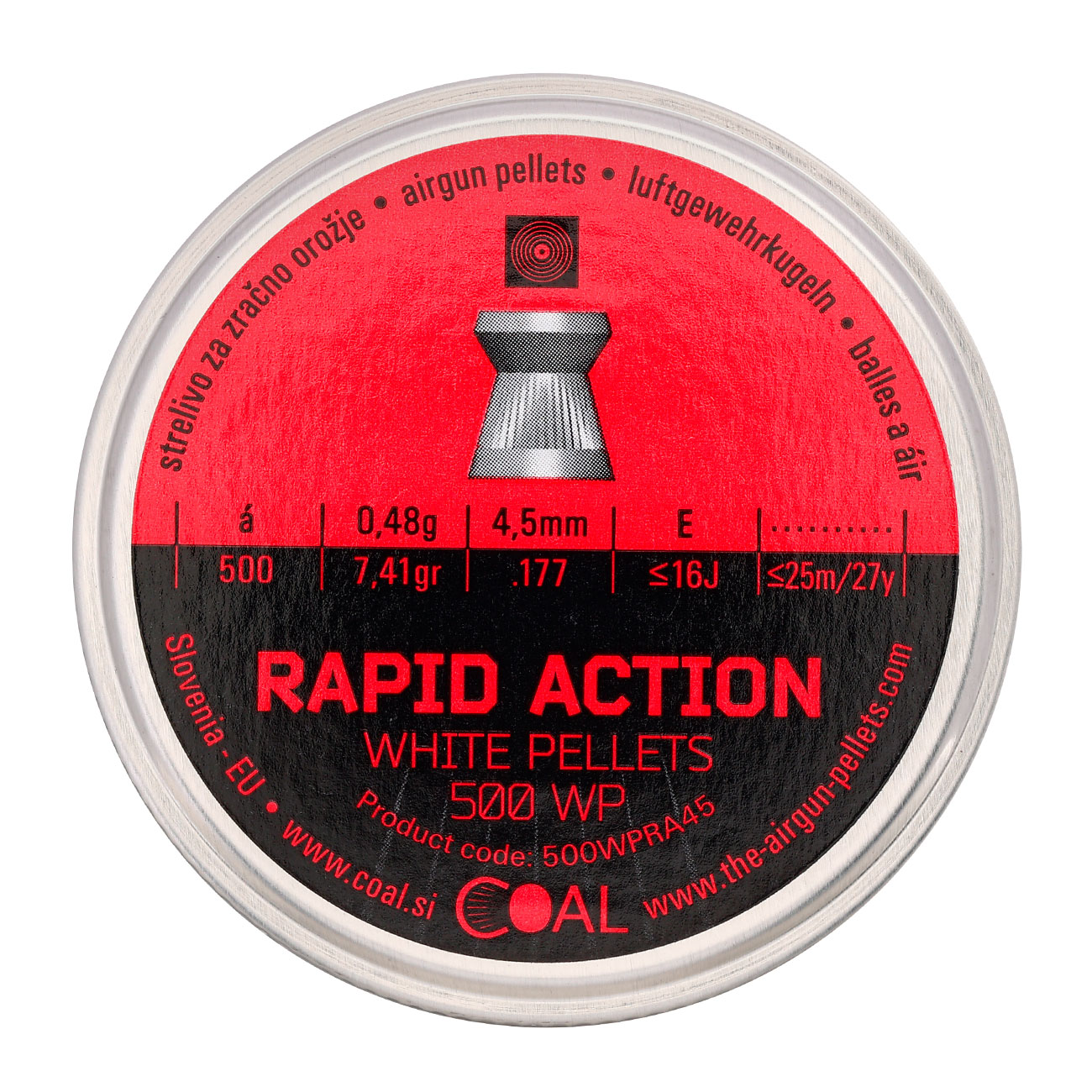 Coal White Pellets Rapid Action Flachkopf Diabolos Kal. 4,5 mm 500er Dose fr CO2-Waffen Trommelmagazine Bild 3