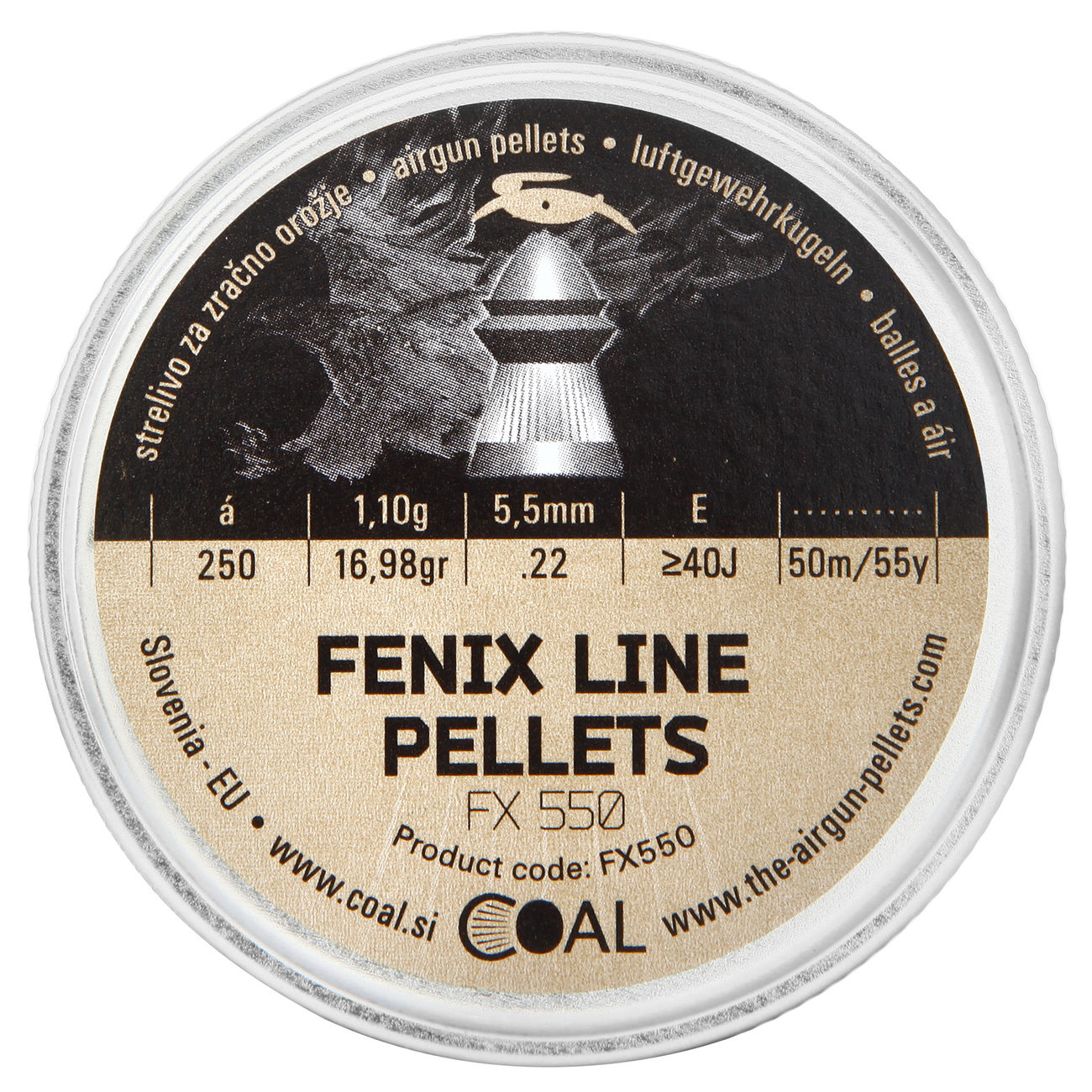 Coal Rundkopf Diabolo Fenix Line Pellets geriffelter Schaft Kal. 5,5 mm 250er Dose Bild 3