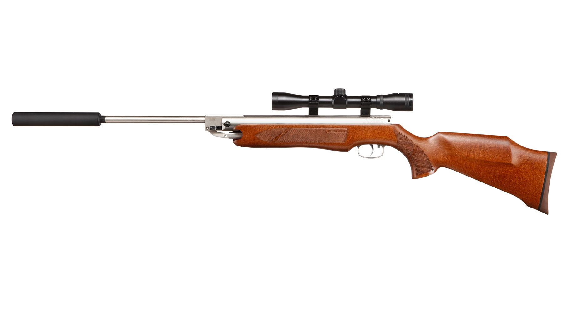 Weihrauch HW 35K Silverwood Luftgewehr inkl. Zielfernrohr Schalldmpfer Kal. 4,5mm Diabolo