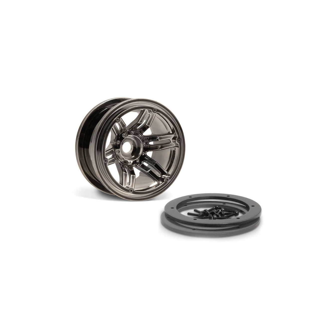 Axial 1:10 Felgen Rockster Beadlock 2.2 36mm (2 Stck) schwarz-chrom AX8095