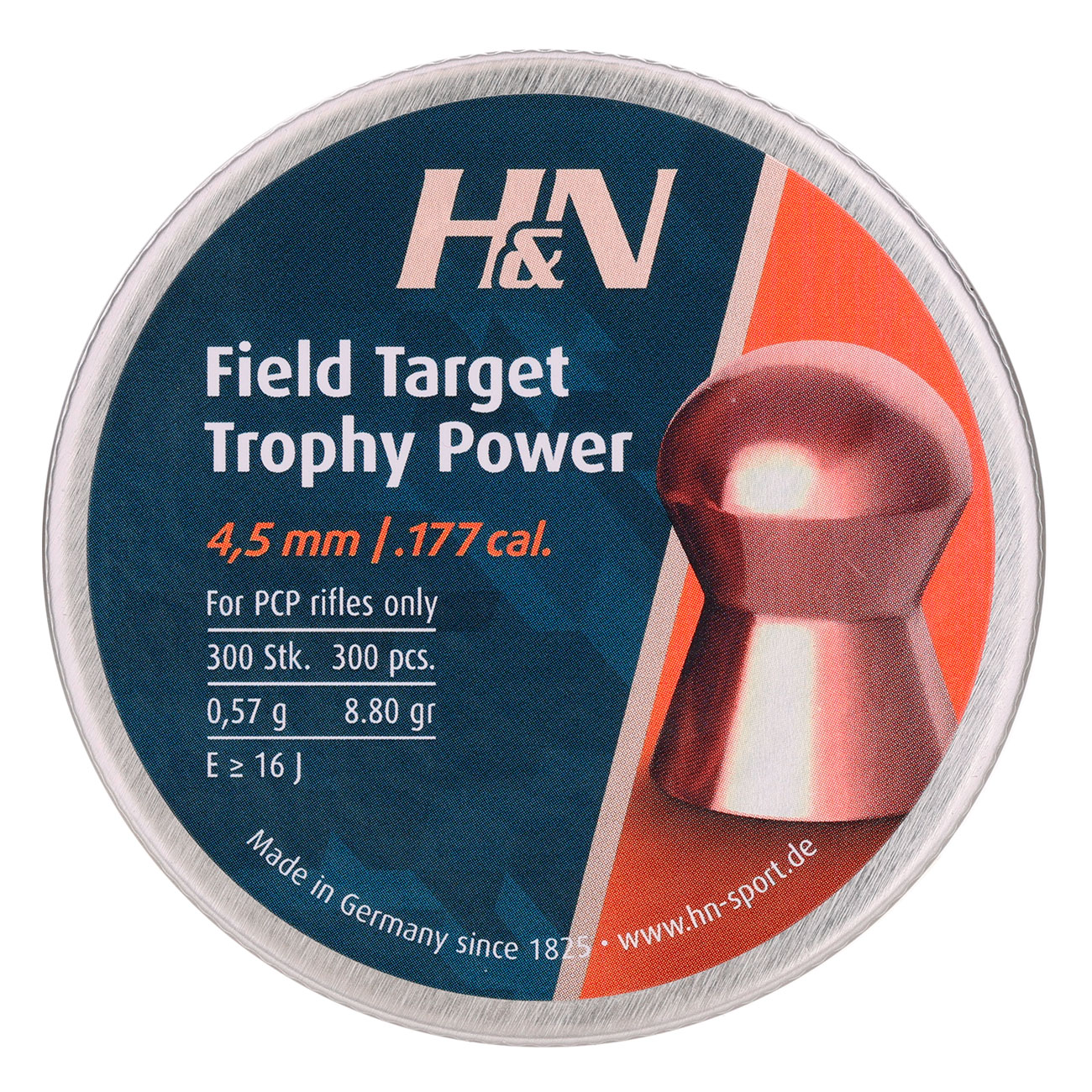 H&N Rundkopf-Diabolos Field Target Trophy Power 4,5mm 300 Stck Bild 3