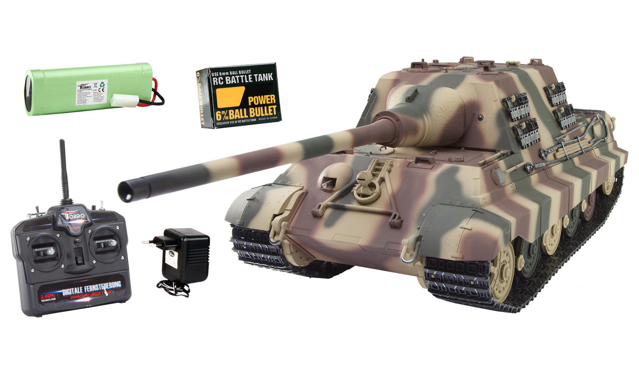 Torro RC Panzer Jagdtiger VI Profi-Edition 1:16 schussfhig sommertarn inkl. Holzkiste