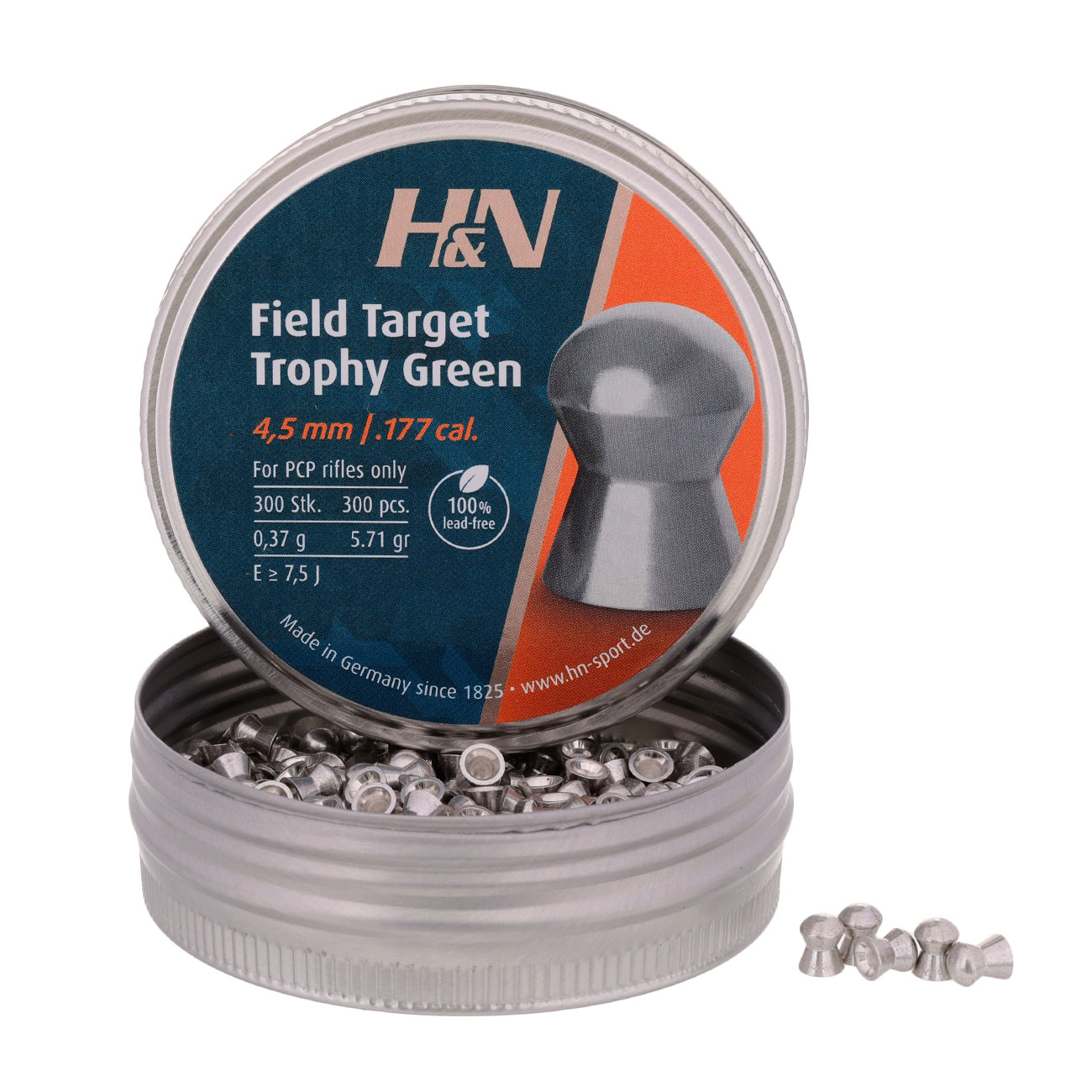 H&N Rundkopf-Diabolos Field Target Trophy Green 4,5mm 300 Stck